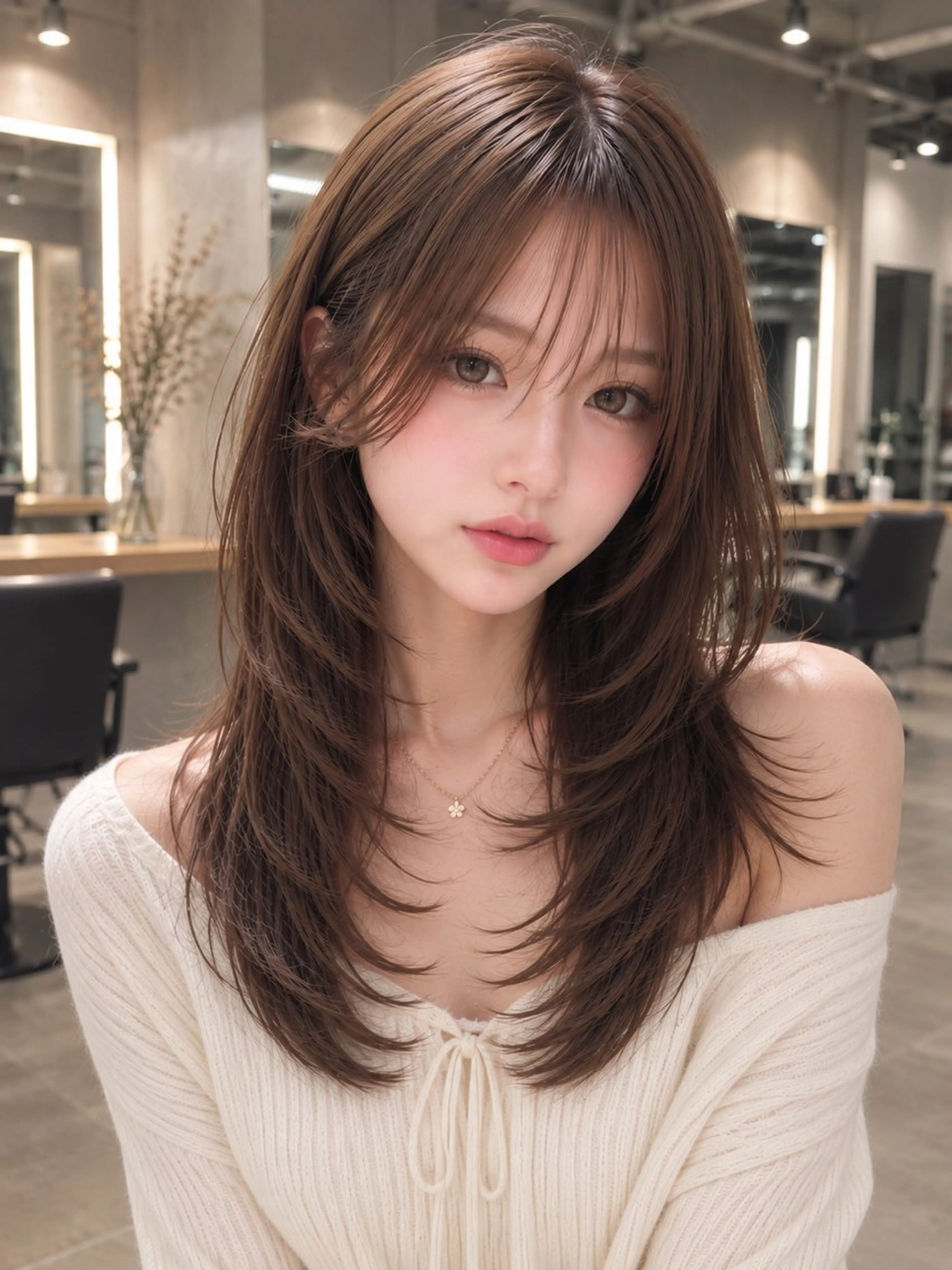 ロング 韓国風ヘア レイヤーカット ロング 🤍MAYUKA🤍 レイヤー/韓国ヘアのヘアスタイル