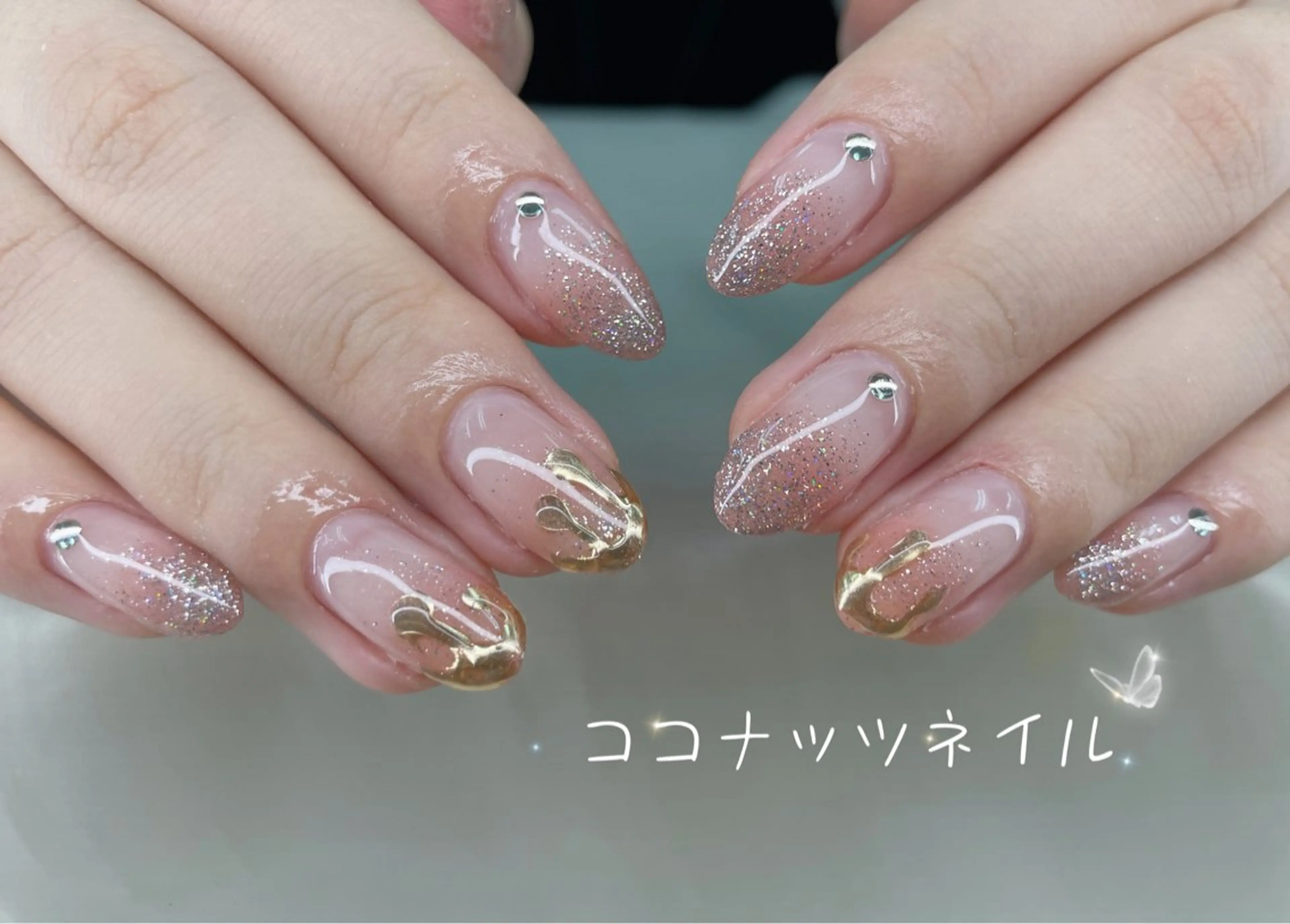 ネイル べっ甲ネイル フレンチネイル キラキラネイル マグネットネイル 大理石ネイル(マーブル) 神田 ココナッツのネイルデザイン