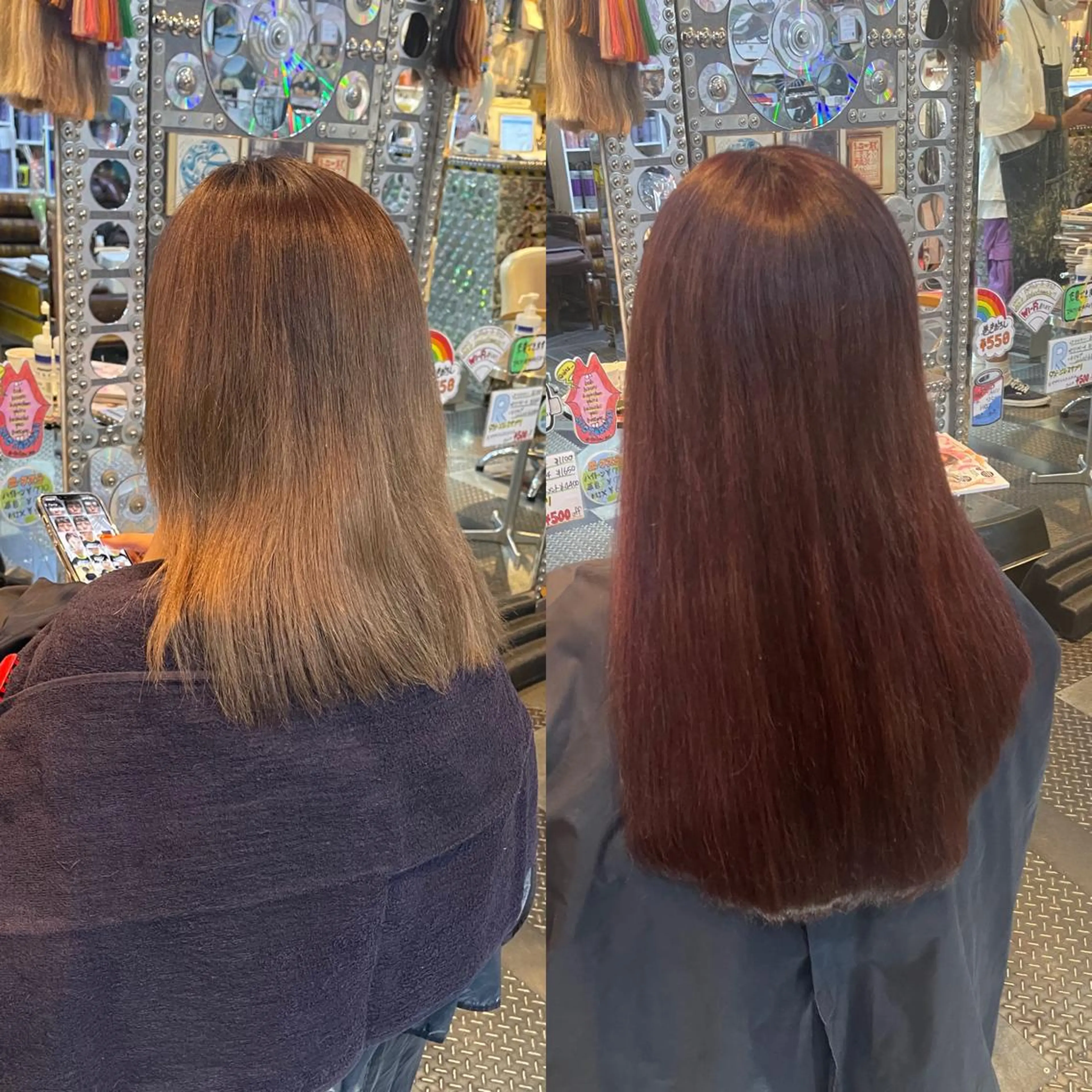 ミディアム カラー ヘアアレンジ 編み込みエクステ ブラウンカラー レッドカラー レッドブラウン エクステ 🌈派手髪エクステ ブレイズ🌈ひろとのヘアスタイル