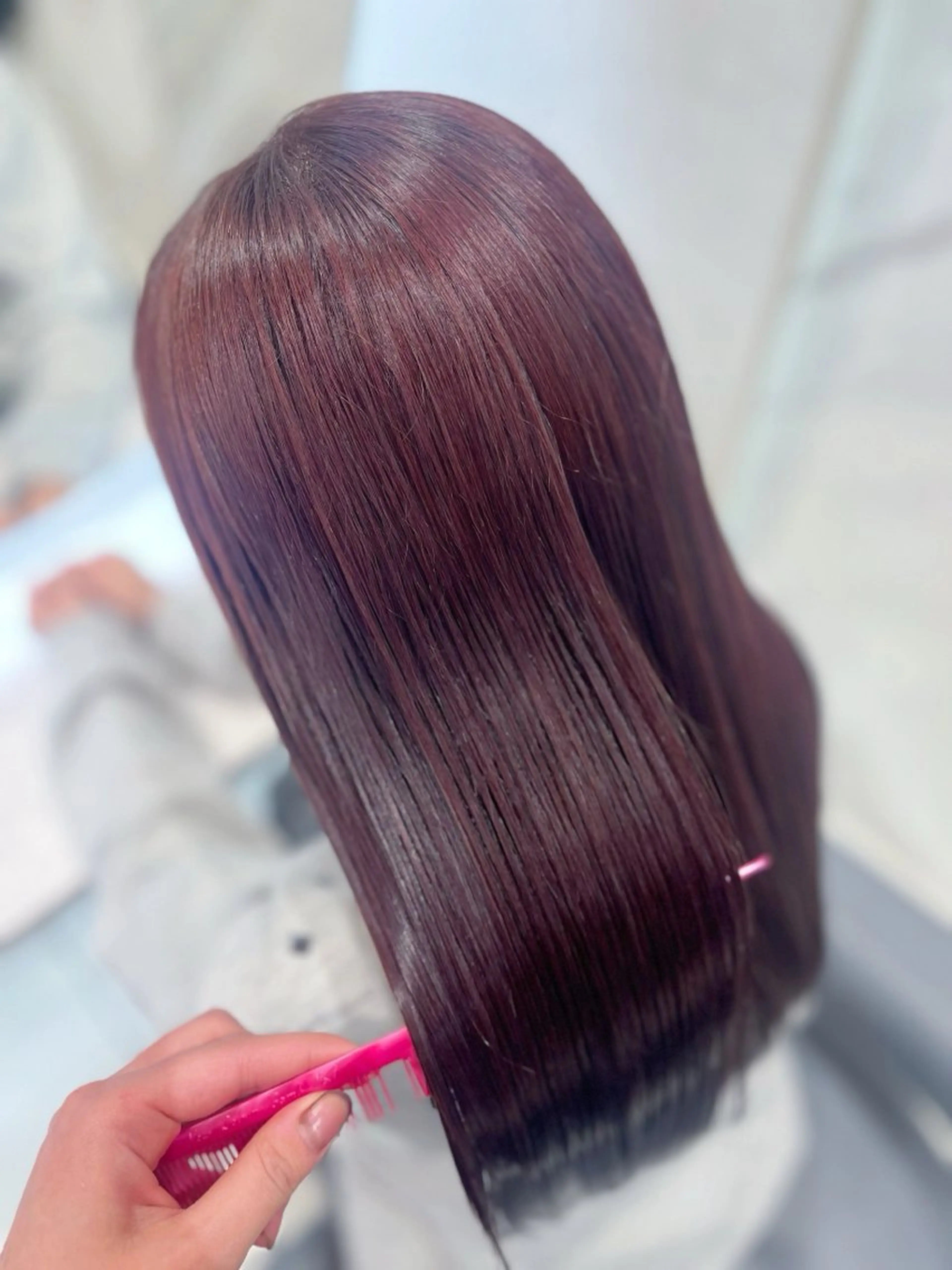 ロング カラー ブリーチ ブリーチなしカラー ピンクカラー レッドカラー ヘアカラー トリートメント Haru /暖色🍷 /ボルドー/韓国ヘアのヘアスタイル