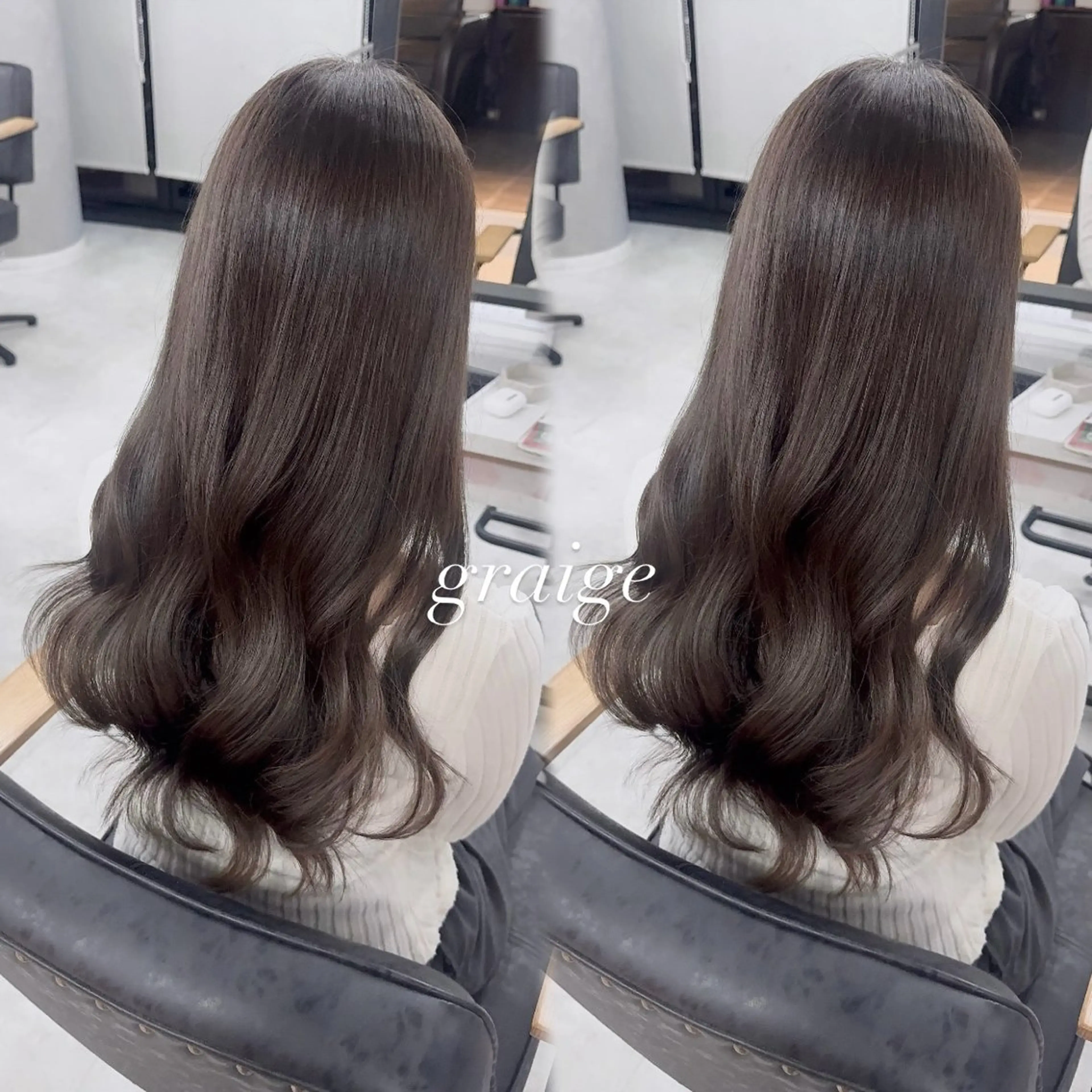 ロング カラー アッシュ アッシュブラウン ベージュカラー 黒髪 ブリーチ カット ヘアカラー トリートメント 赤み無し柔らかカラー 【梅田】madokaのヘアスタイル