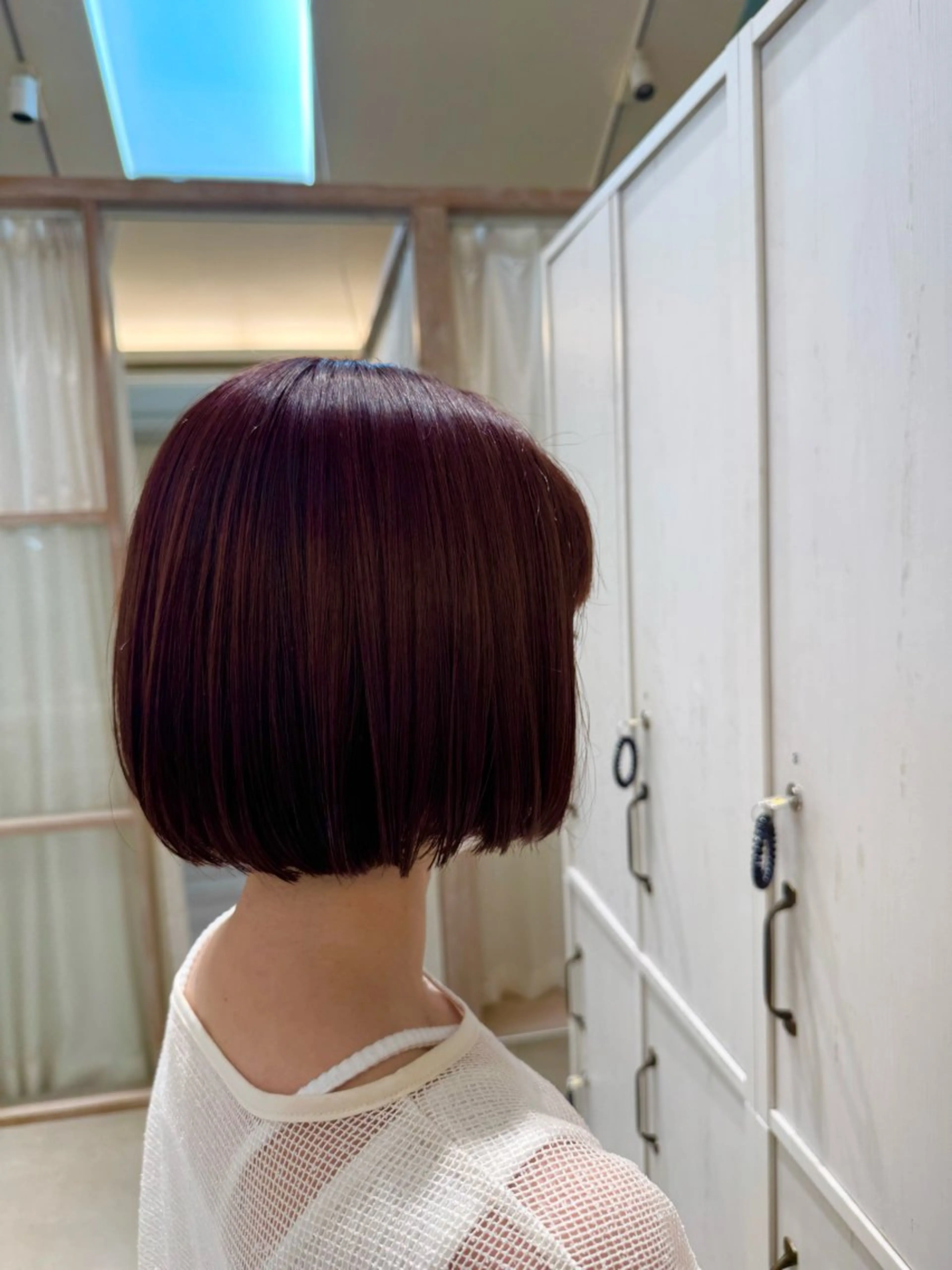 ショート ピンクブラウン ボブ 太田 千尋のヘアスタイル