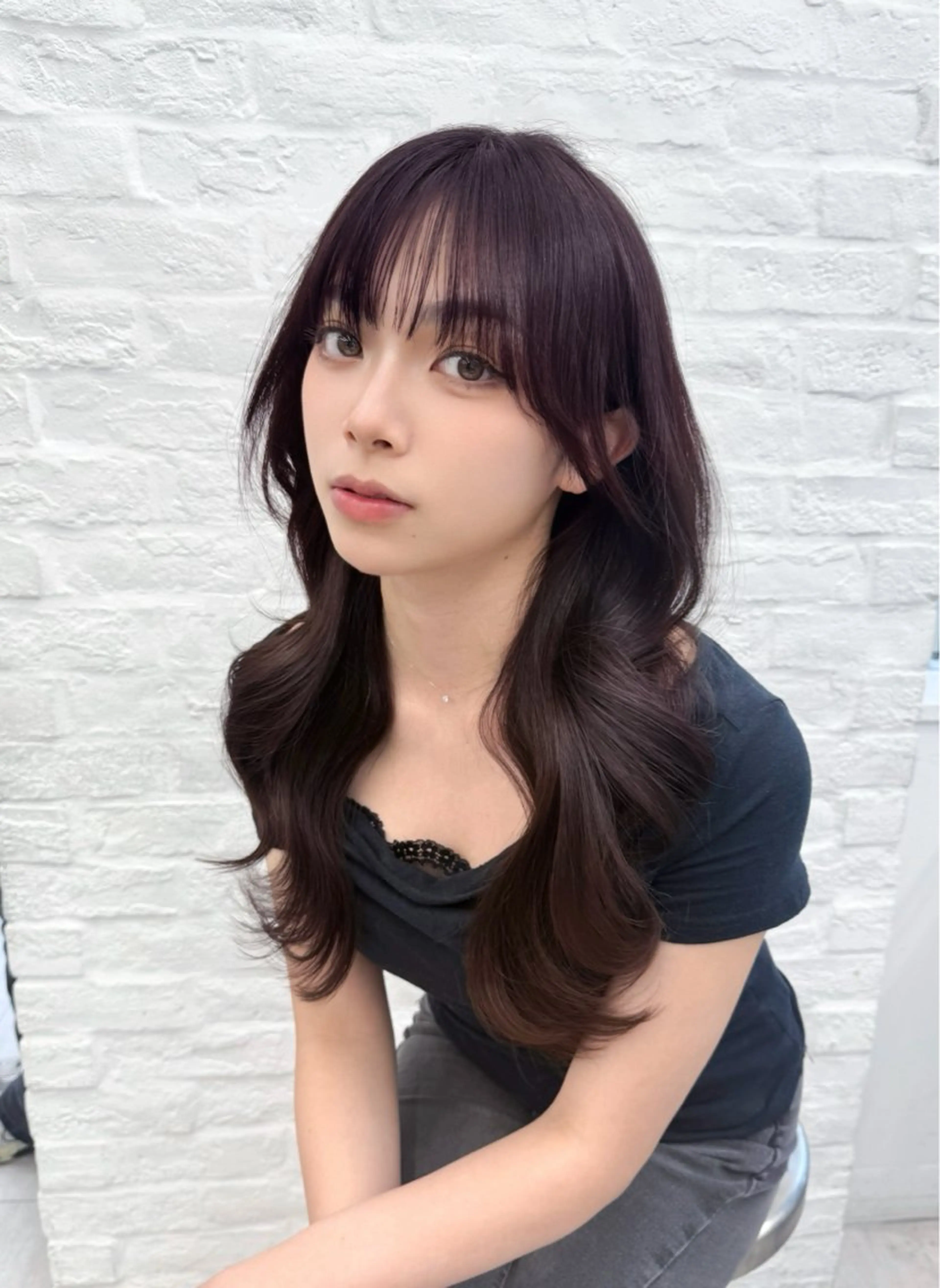 セミロング 韓国風ヘア カット ヘアカラー トリートメント 失敗しない顔まわり× 小顔補正レイヤー難波のヘアスタイル