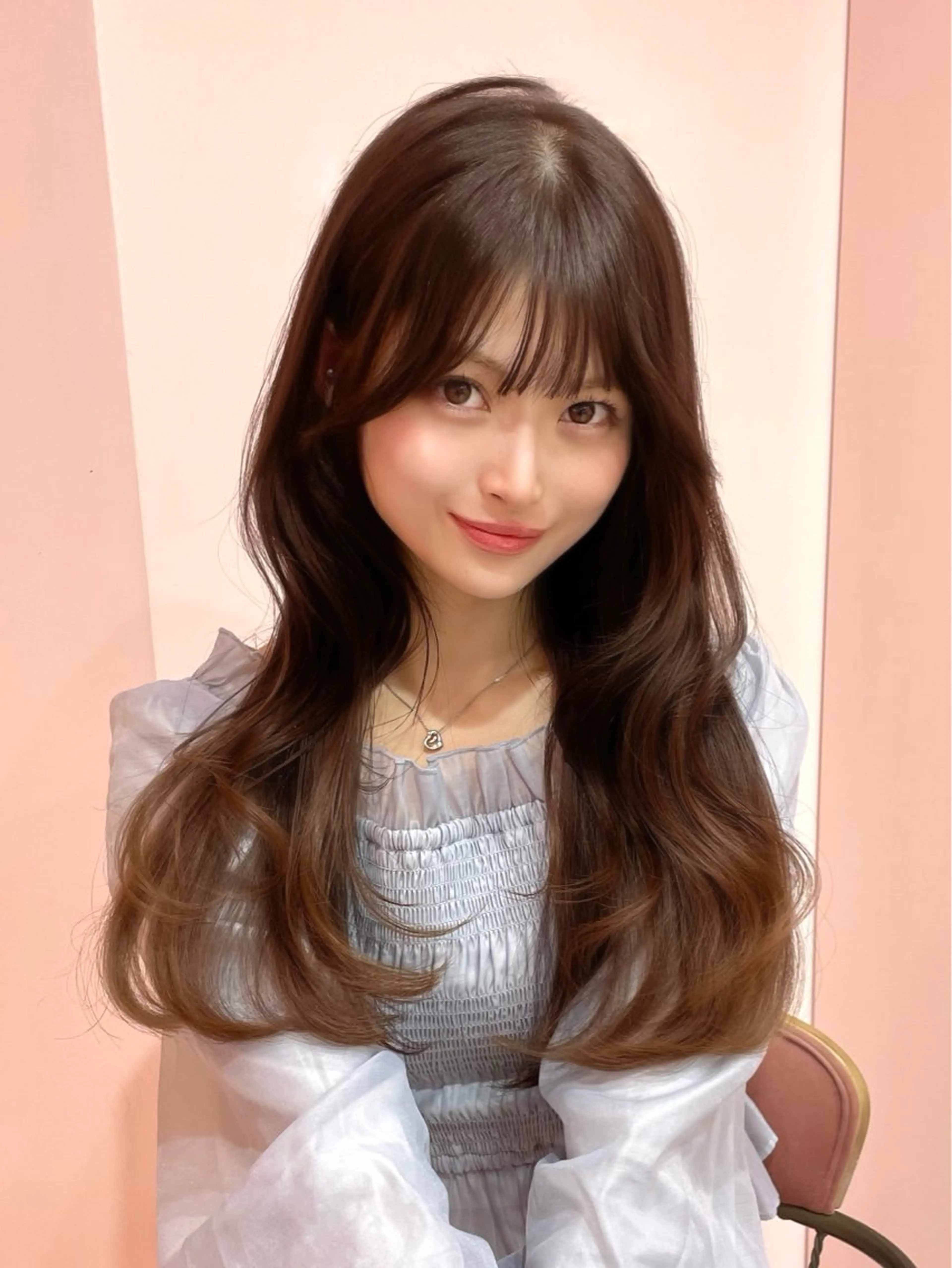 セミロング カラー ベージュカラー ブリーチ ブラウンカラー チョコレートブラウン 透明感カラー ヘアカラー 渋谷/韓国ヘア/ 顔まわり♡Ayakaのヘアスタイル