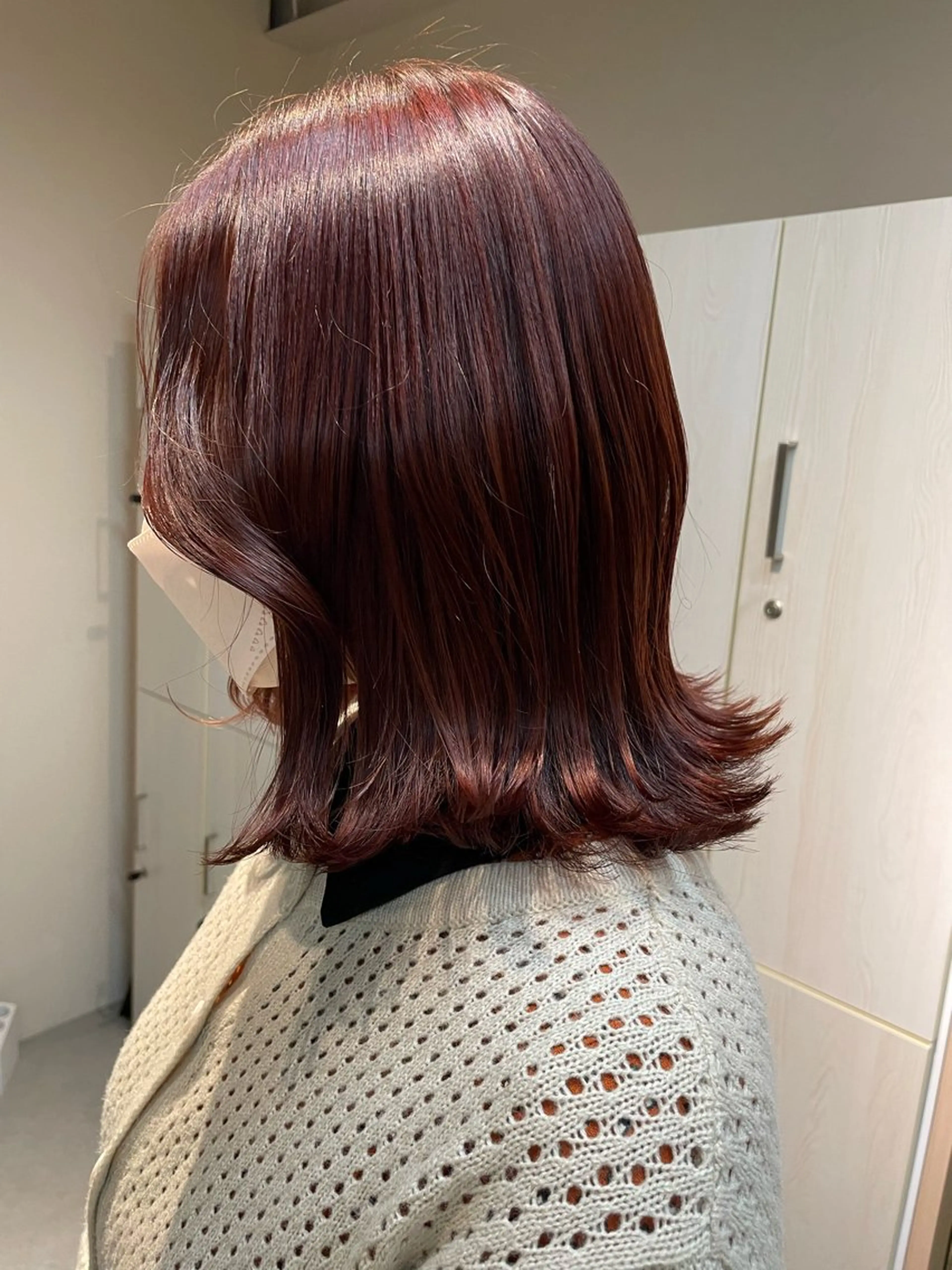 ミディアム レッドブラウン ヘアカラー 小澤 みゆきのヘアスタイル