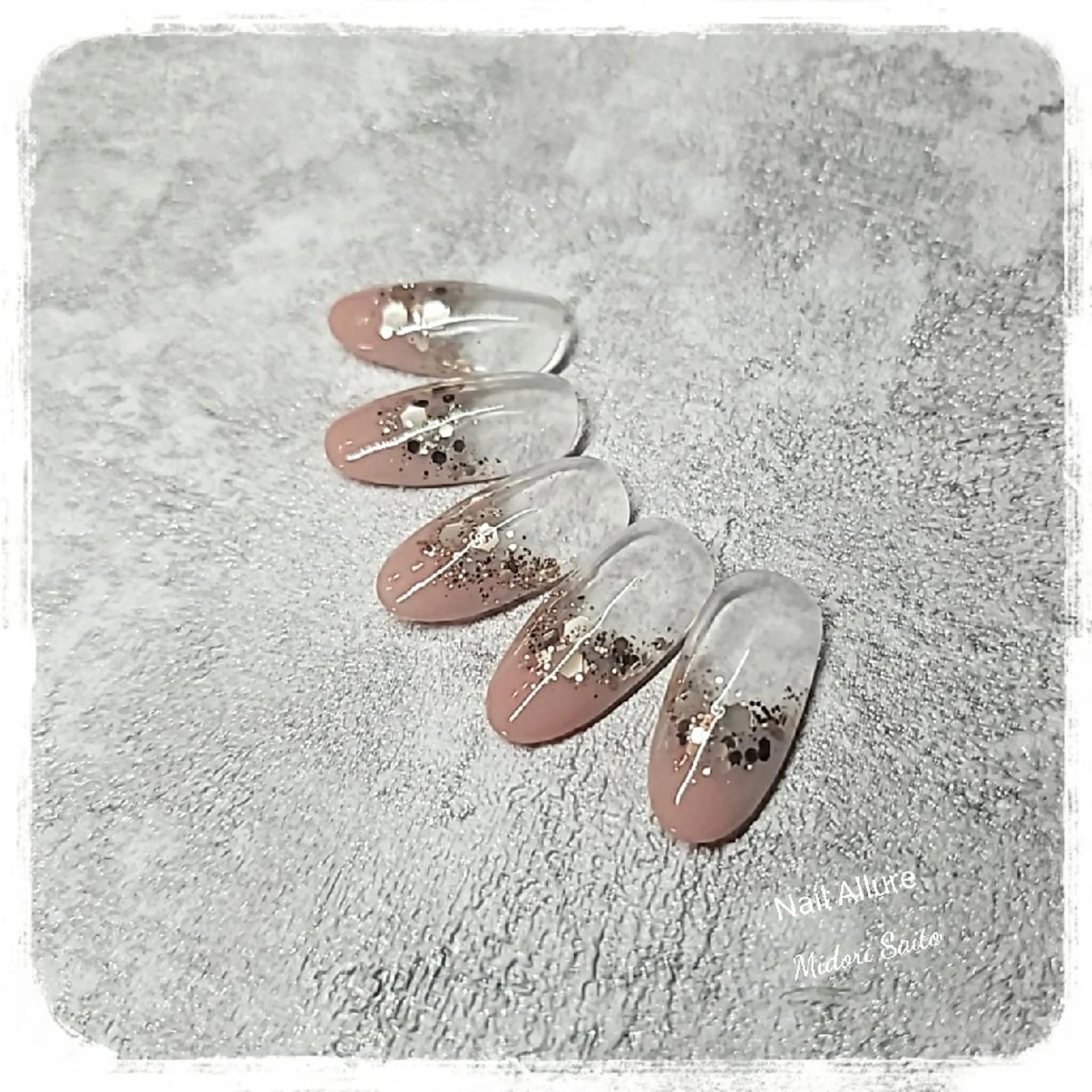 ネイル グラデーション グリーン スカルプネイル Nail Allureのネイルデザイン