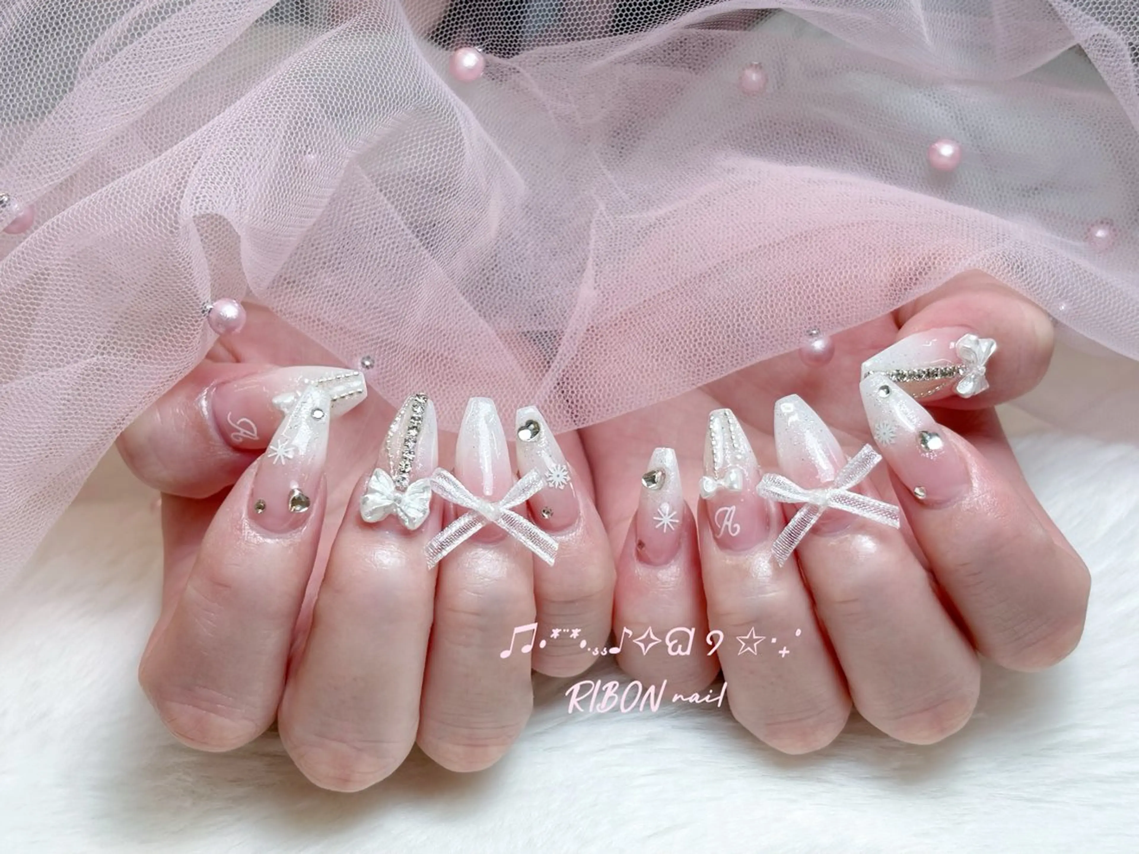 ネイル チークネイル 長さ出し フレンチネイル ジェルネイル グラデーション ハンドネイル RIBON nail salonのネイルデザイン