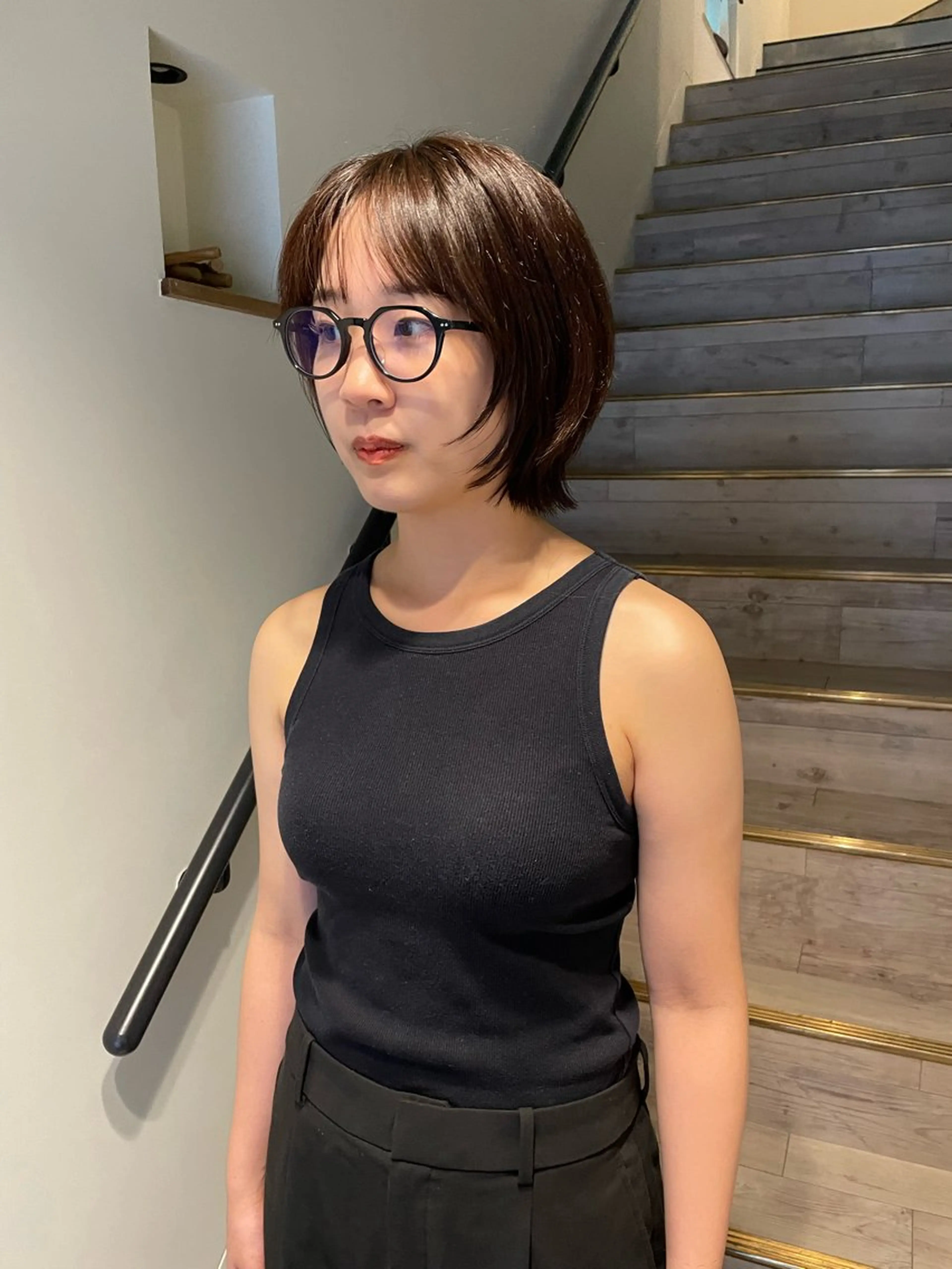 ミディアム カラー ボブ ウルフカット カット 渋谷 留菜のヘアスタイル