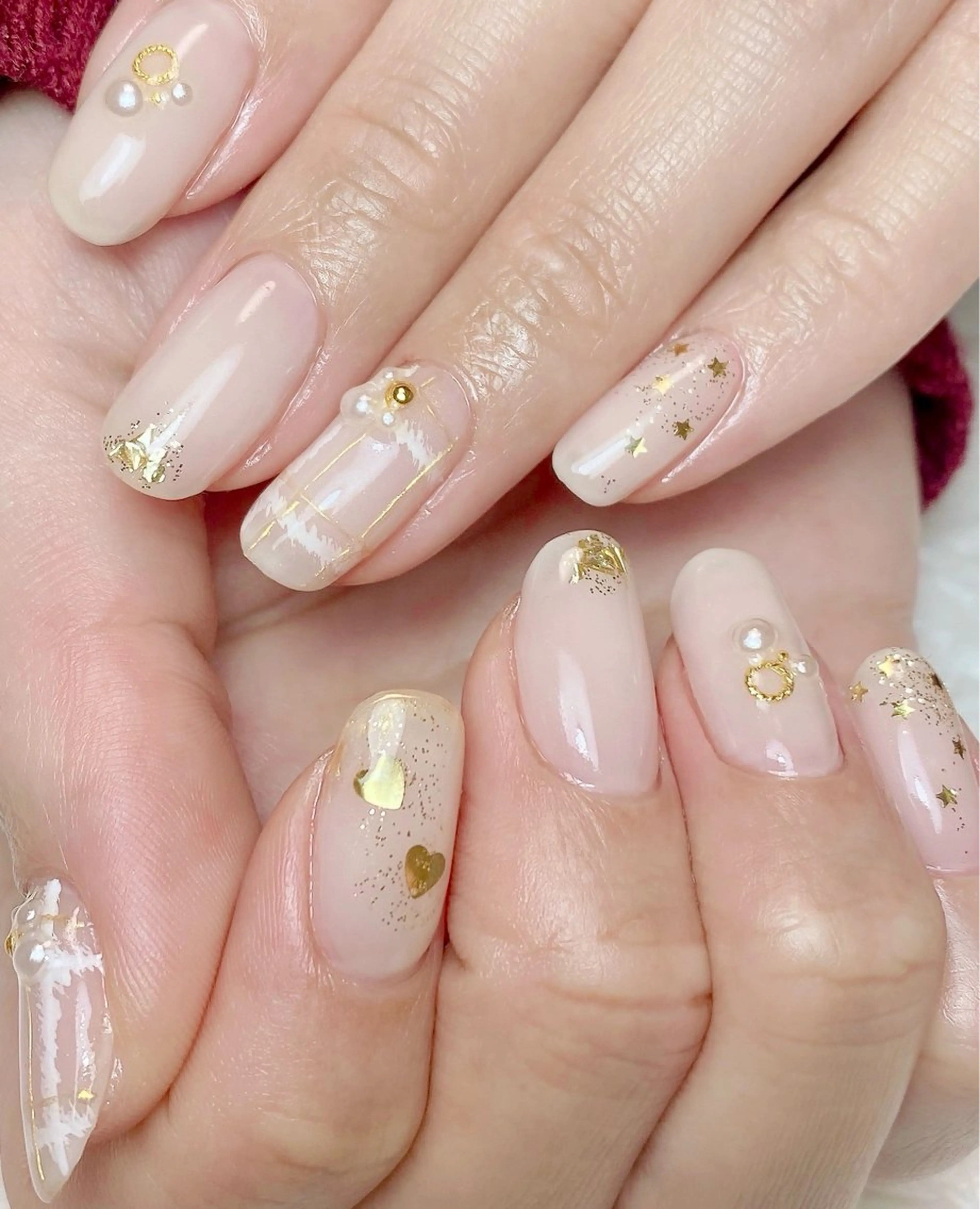 ネイル ハート ホログラムネイル ホワイト ハンドネイル Nail Salon K 🧸美爪育成のネイルデザイン