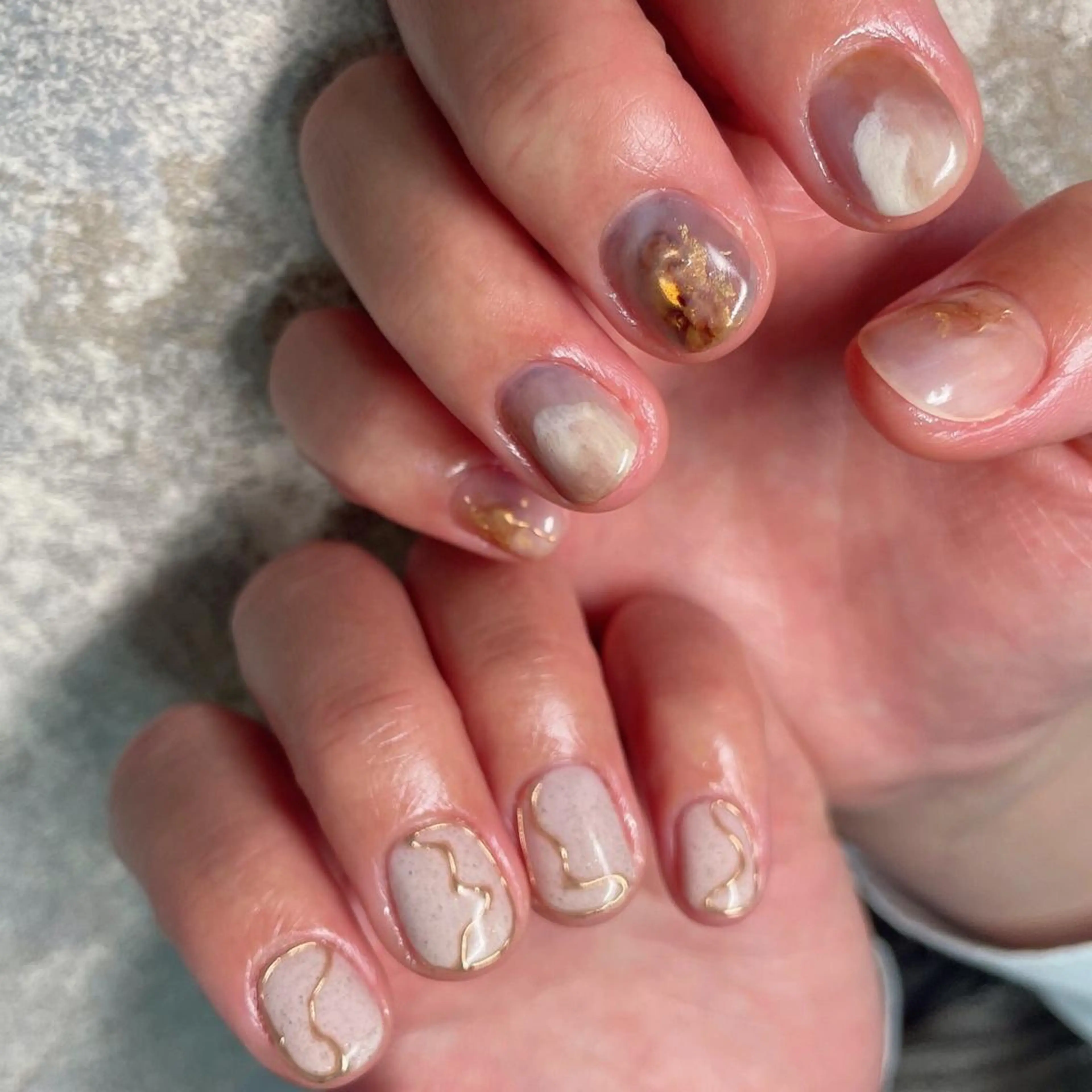 ネイル アートネイル ニュアンスネイル ショートネイル ハンドネイル lilbondir. chiharuのネイルデザイン