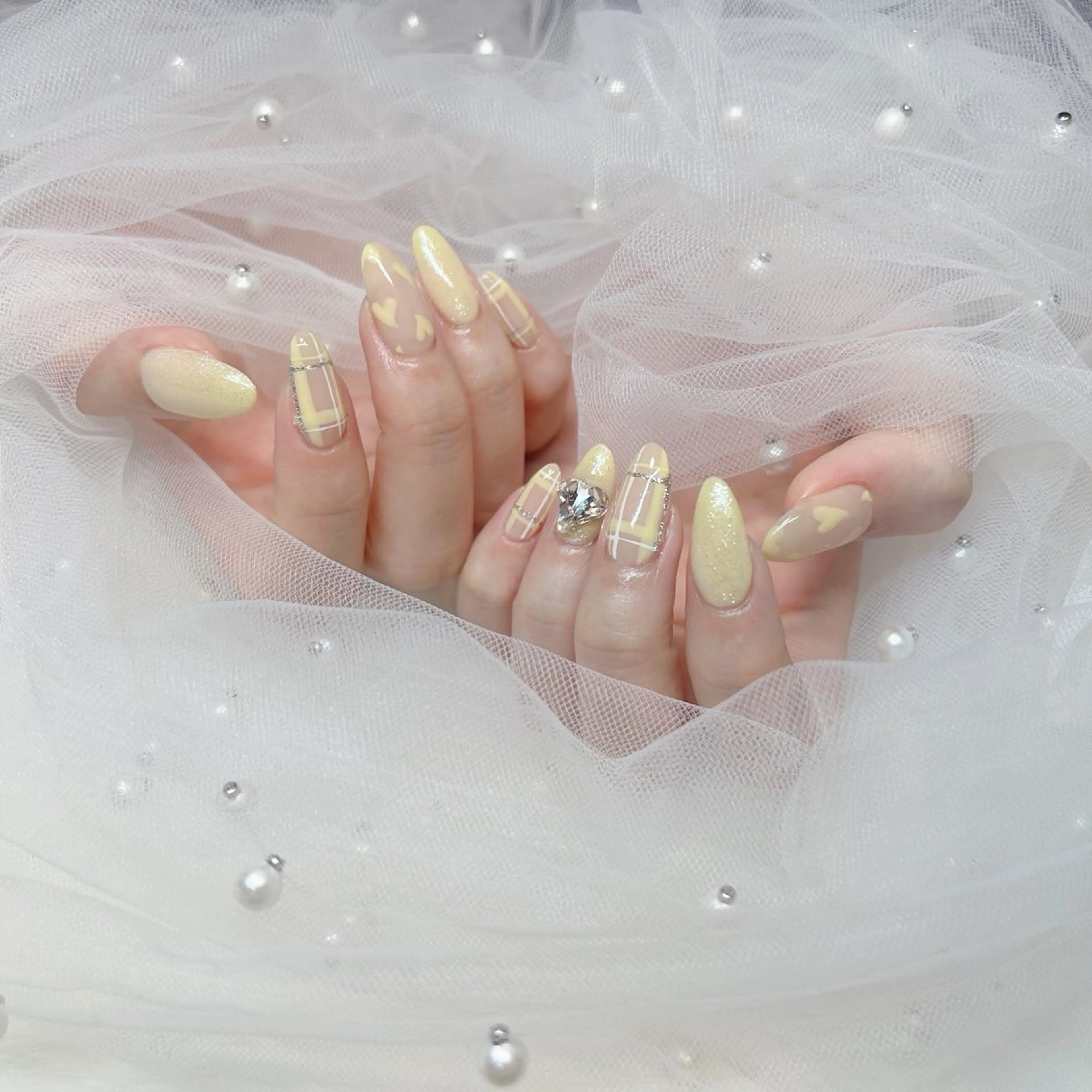 ネイル ハート 春ネイル Naru Kelinailのネイルデザイン