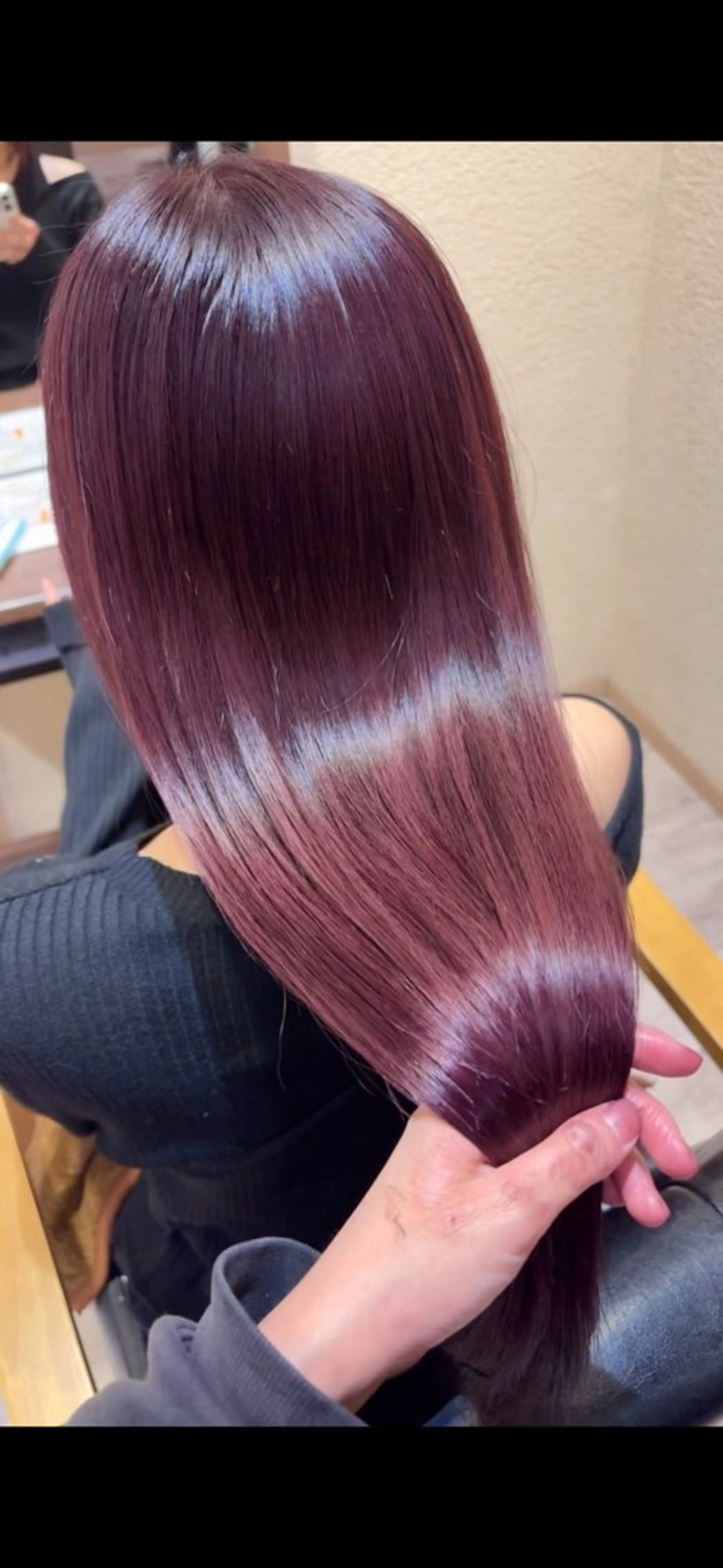 ロング カラー ブリーチ ボルドーカラー カシス 透明感カラー ダブルカラー ヘアカラー 棚邊 くるみのヘアスタイル