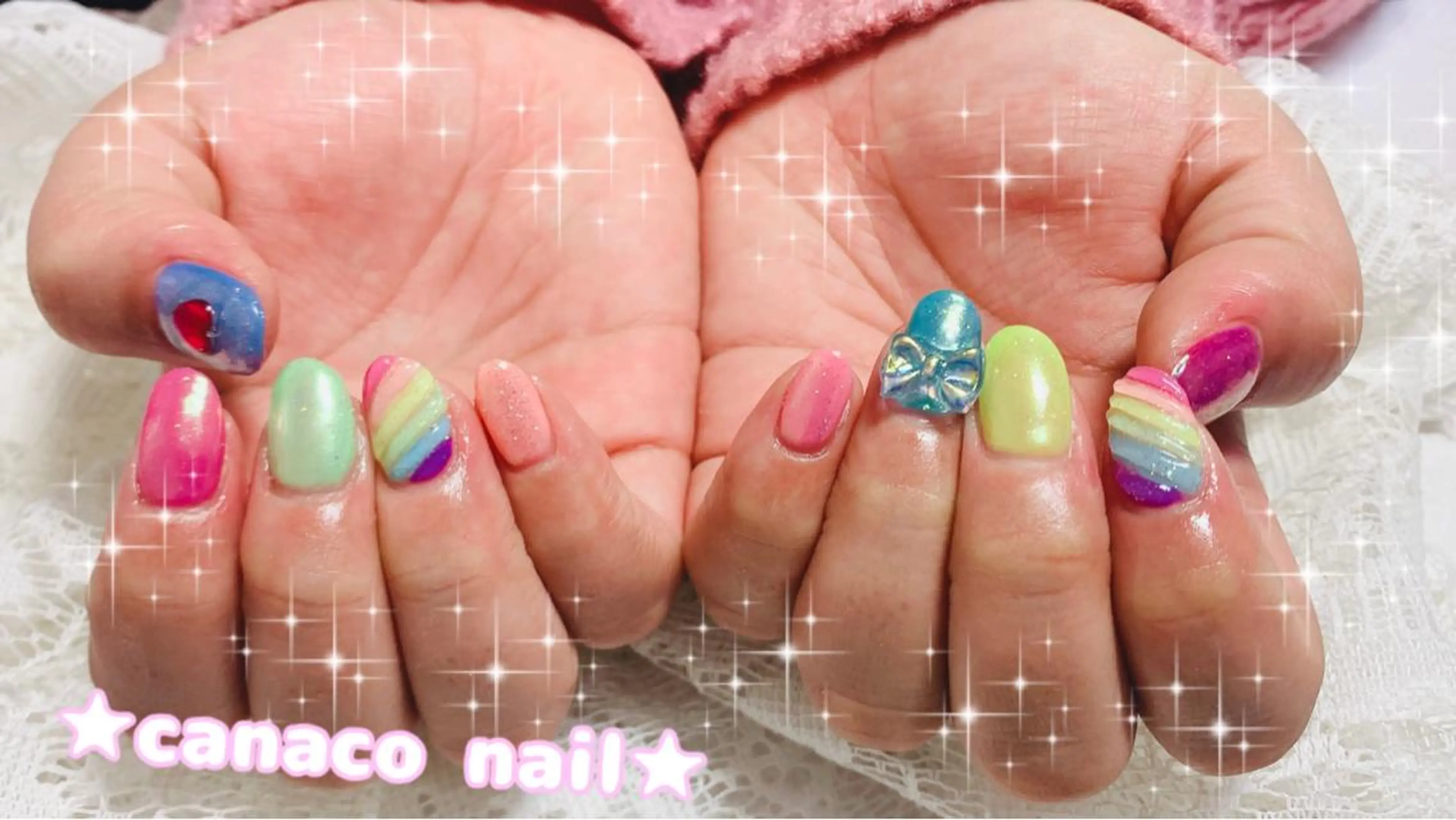 ネイル アートネイル オーロラネイル ジェルネイル パラジェル ストーンネイル ハンドネイル ハンドケア ベテランネイル cnc  nailのネイルデザイン
