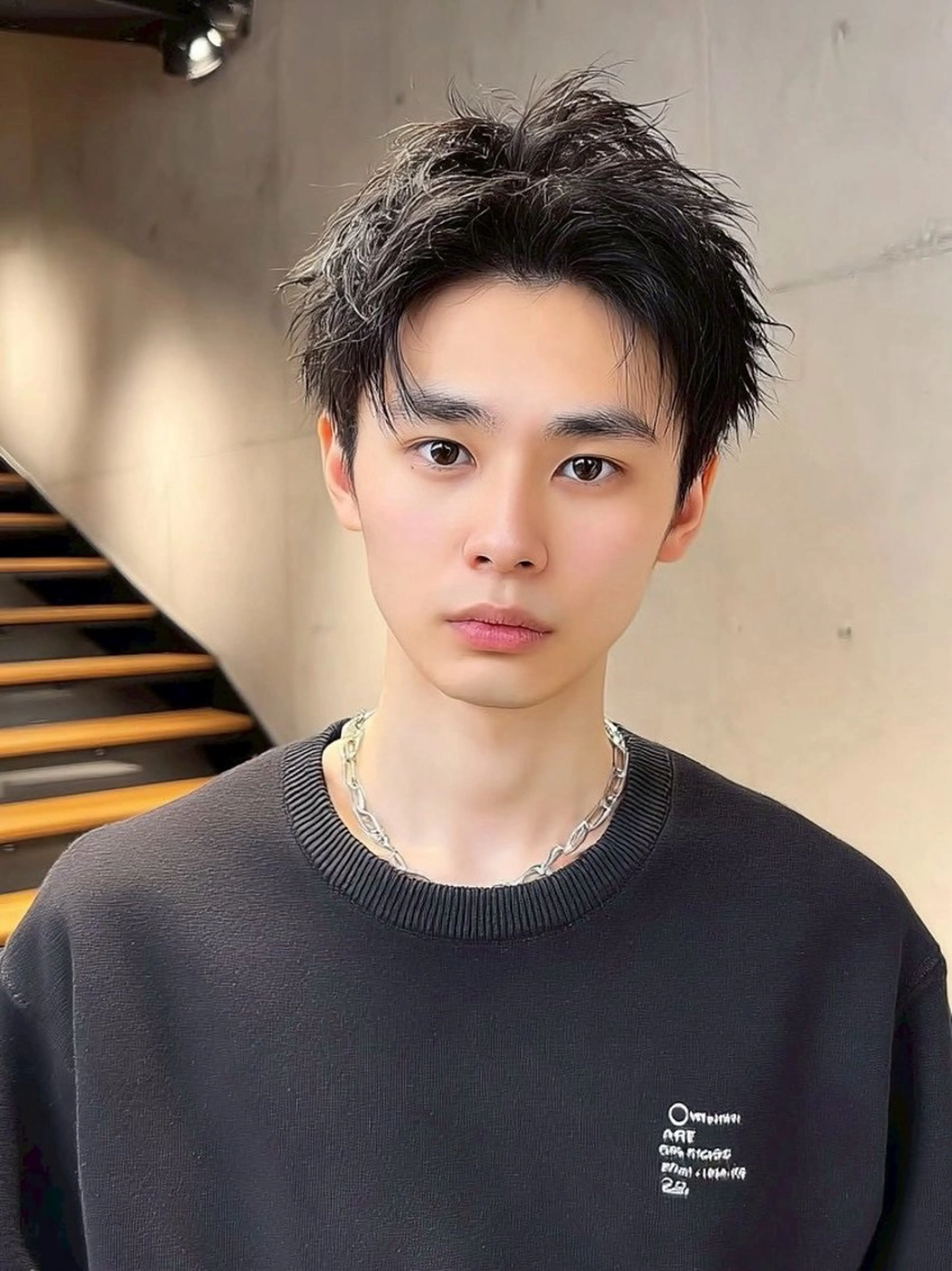 ショート パーマ メンズ アップバング ビジネス メンズパーマ メンズショート スペインカール 似合わせカットカラー りおなのヘアスタイル