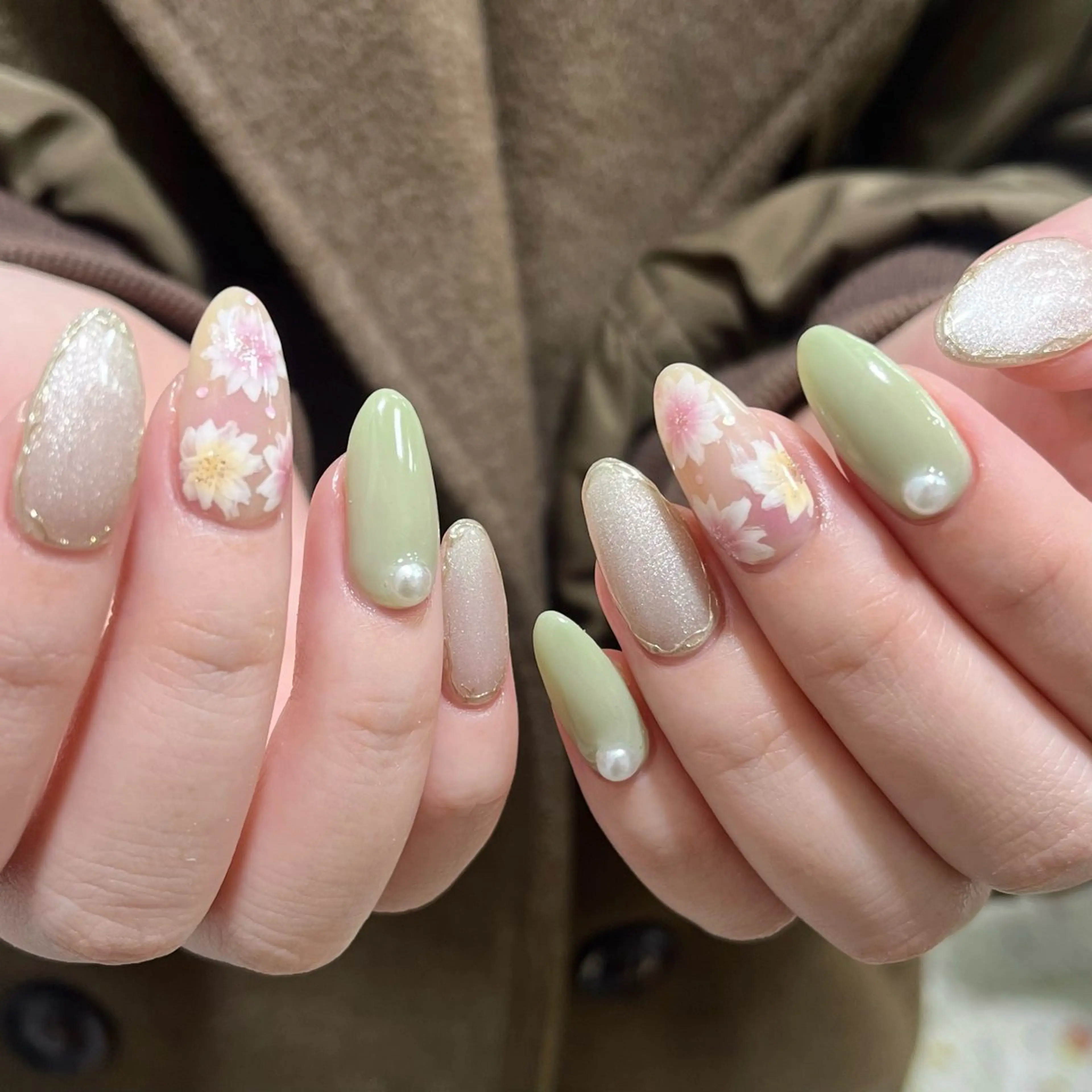 ネイル アートネイル フラワーネイル グラデーション 春ネイル Para Sol nail　Maoのネイルデザイン