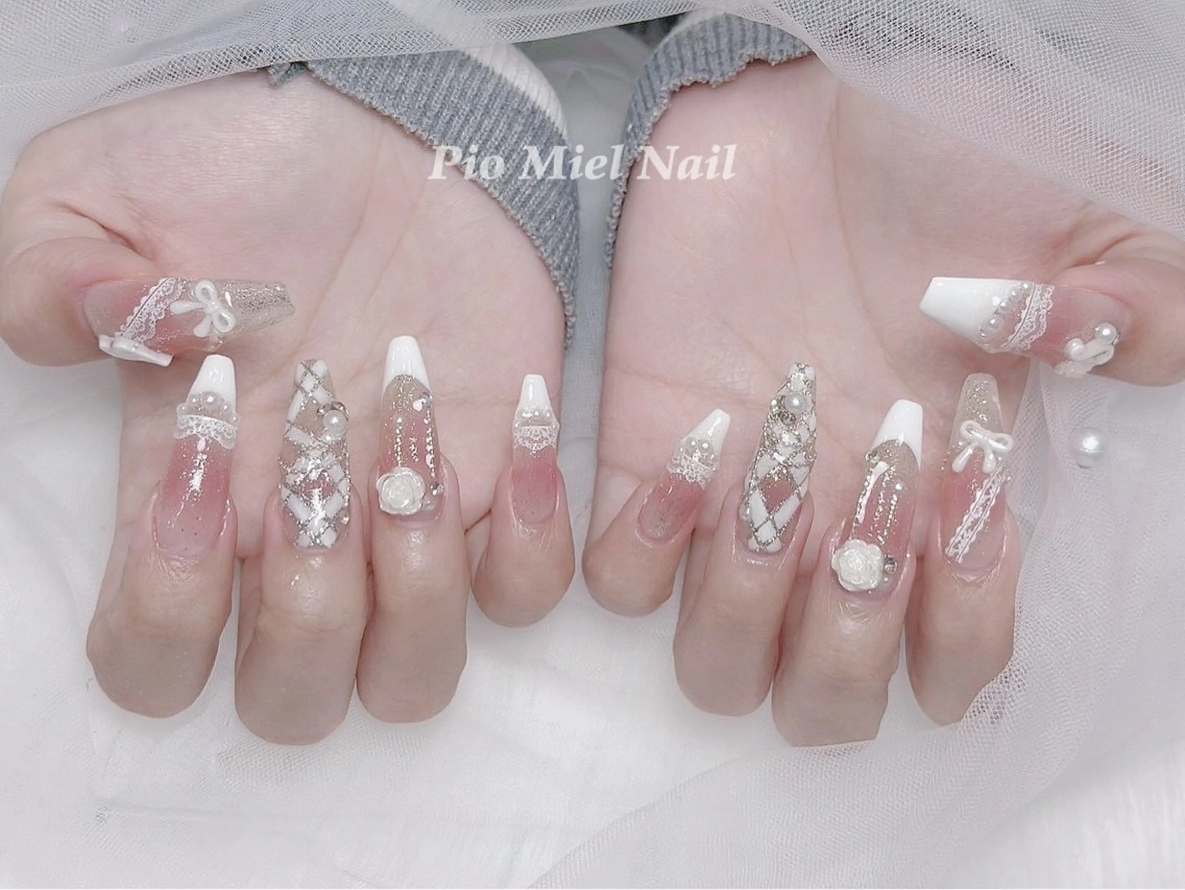 ネイル ハンドネイル HANA 長さだしのネイルデザイン