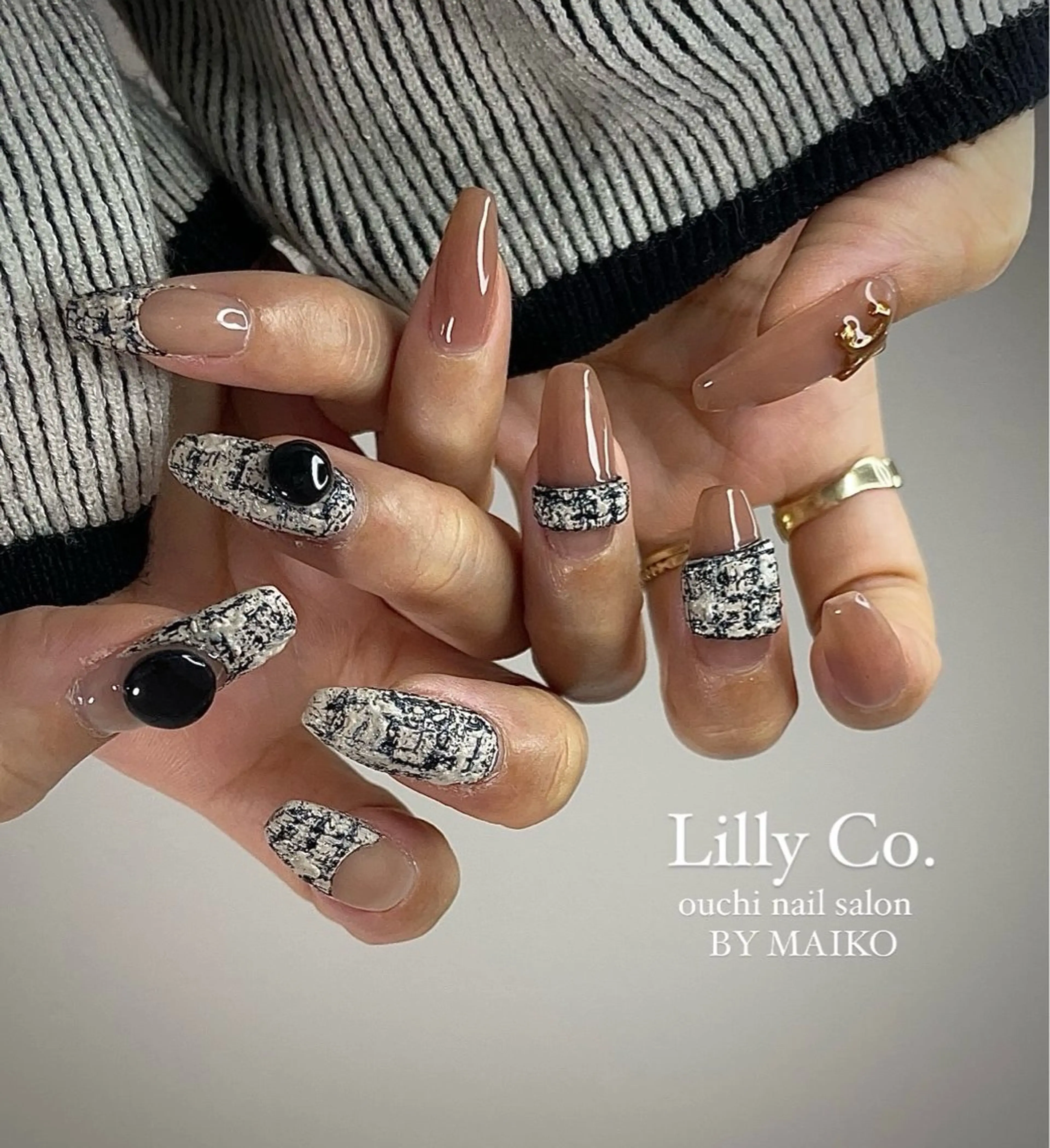 ネイル ツイードネイル ハンドネイル ハンドケア Lilly Co.のネイルデザイン