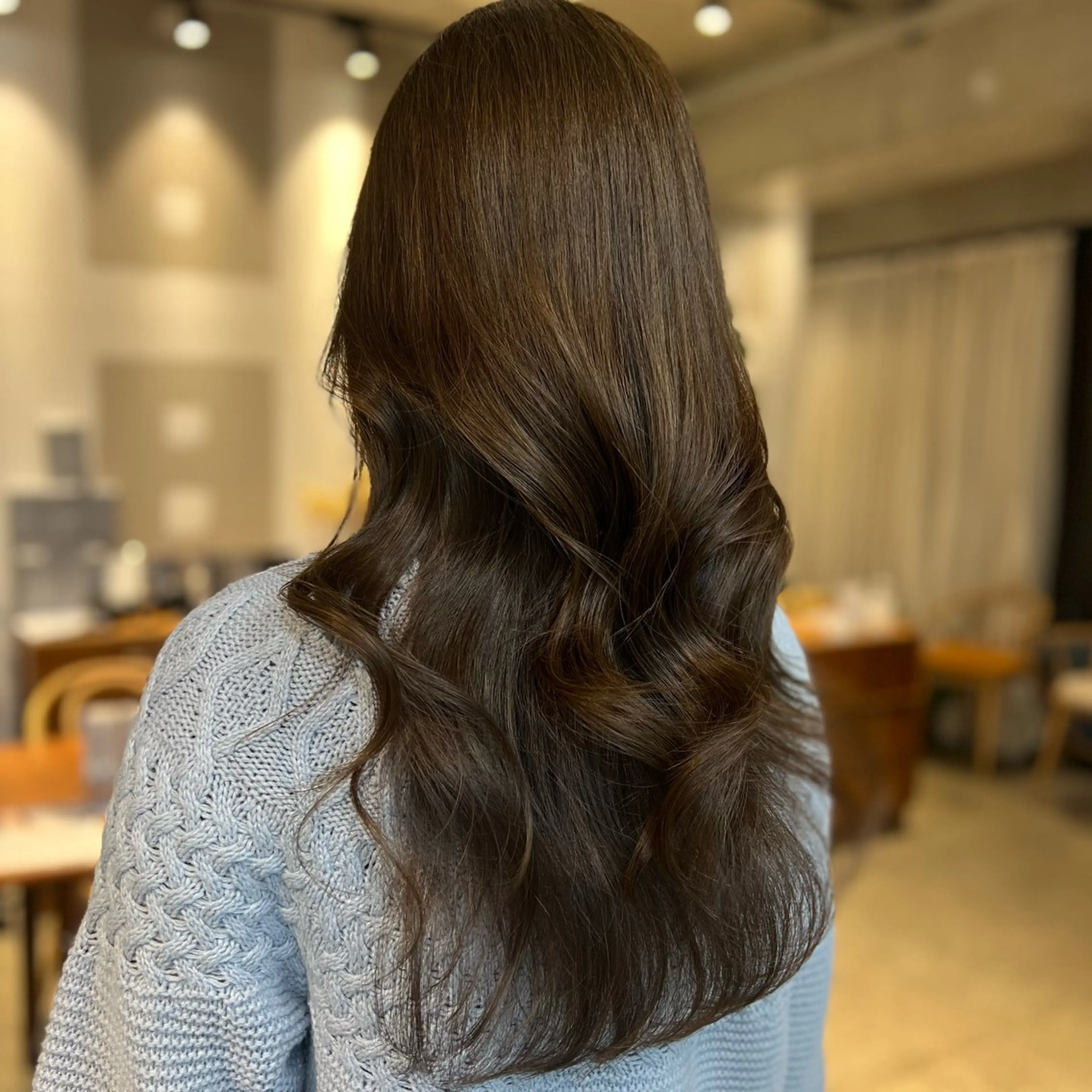 ロング カラー 透明感カラー オレンジ ヘアカラー トリートメント AIN.ANLY 明治神宮前所属・ムツキ/品のある 艶カラー/縮毛矯正のヘアスタイル