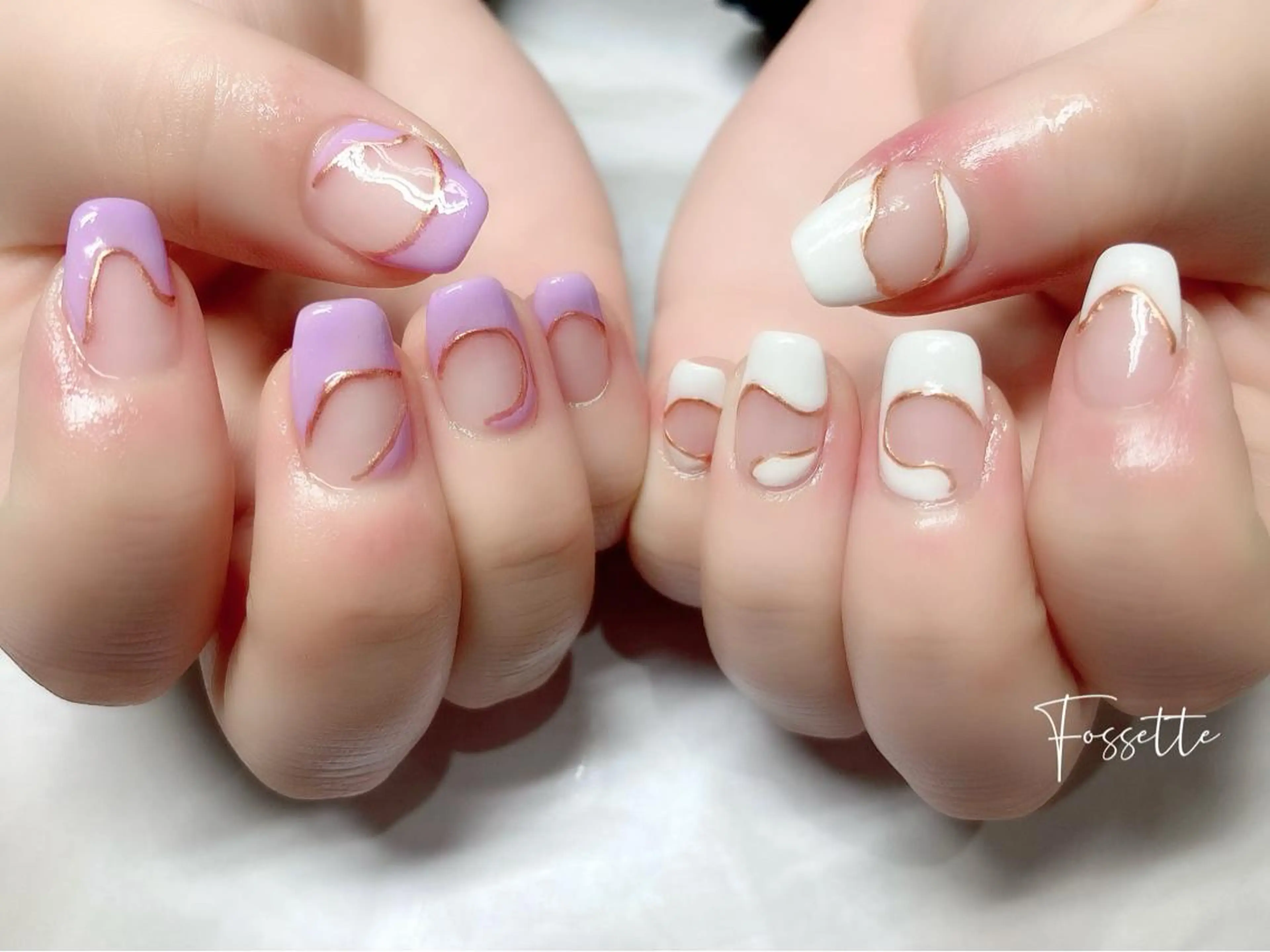 ネイル フレンチネイル ミラーネイル ニュアンスネイル nailsalon Fossetteのネイルデザイン