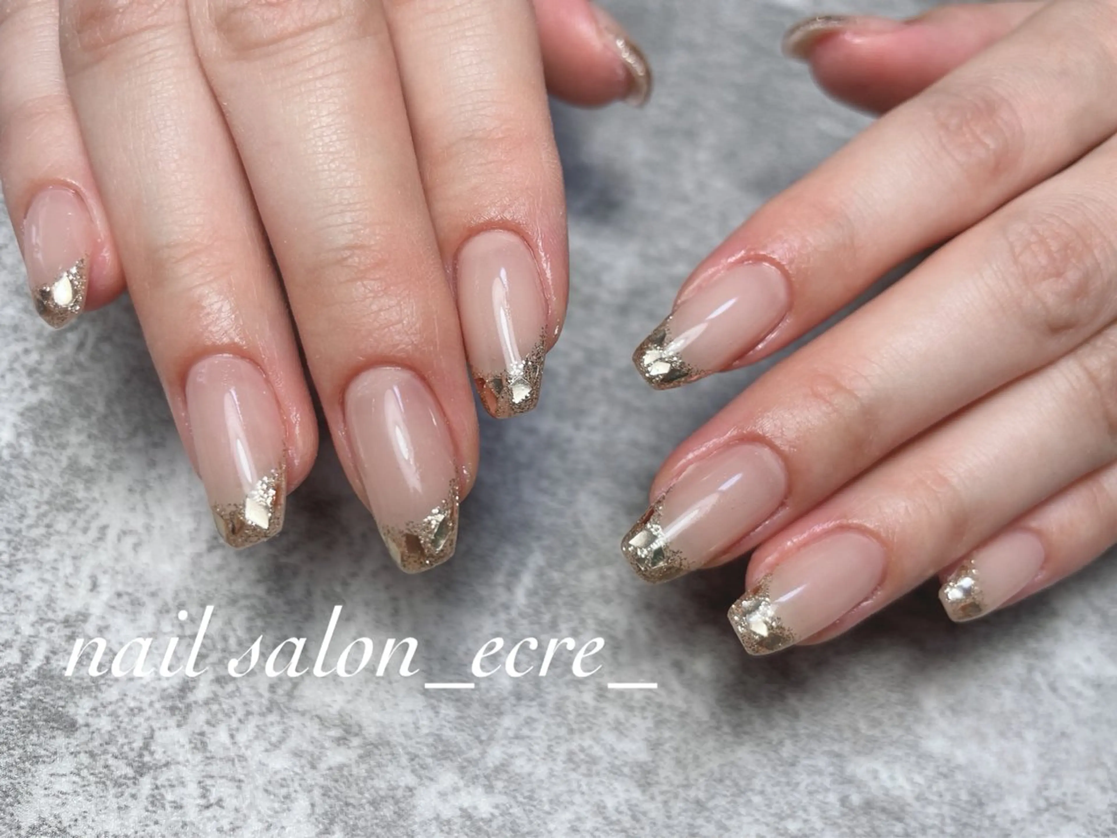 ネイル フレンチネイル ガラスフレンチ nail salon _ecre_のネイルデザイン