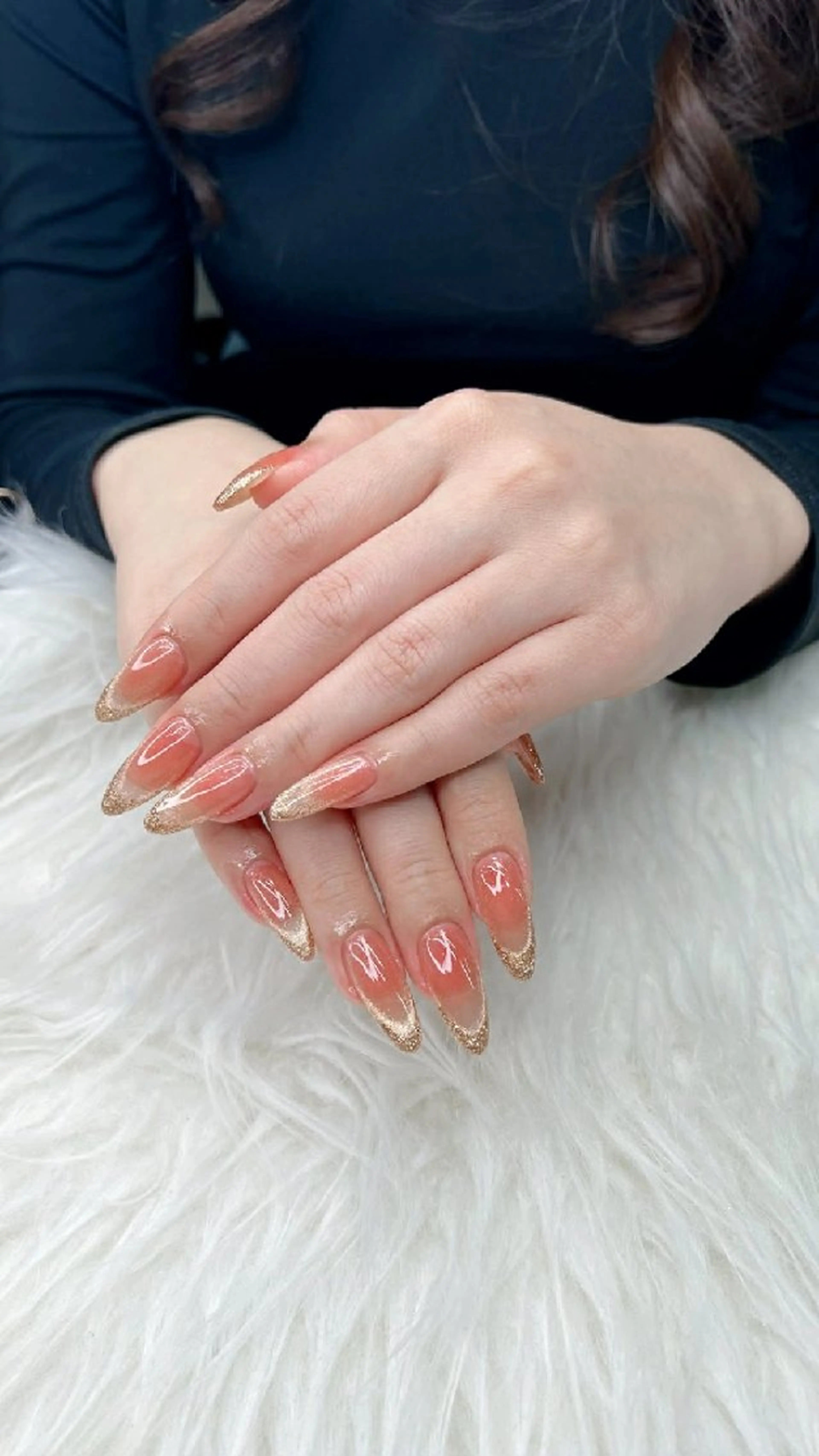 ネイル フレンチネイル キラキラネイル ラメ(グリッター) マグネットネイル キエウ チャムのネイルデザイン