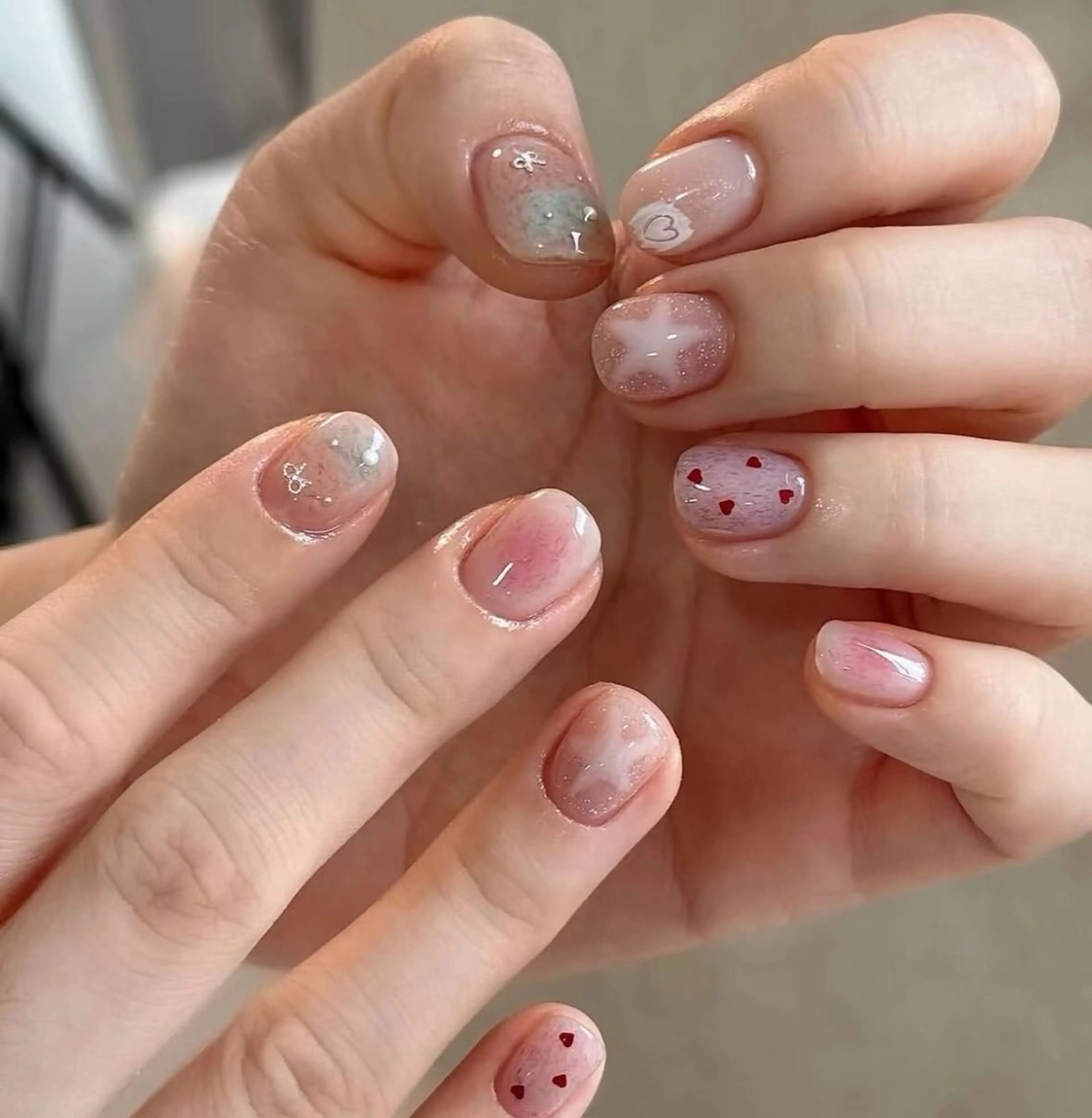 ネイル チークネイル 長さ出し フレンチネイル ガーリー 韓国ネイル sun nail池袋 モデル募集のネイルデザイン