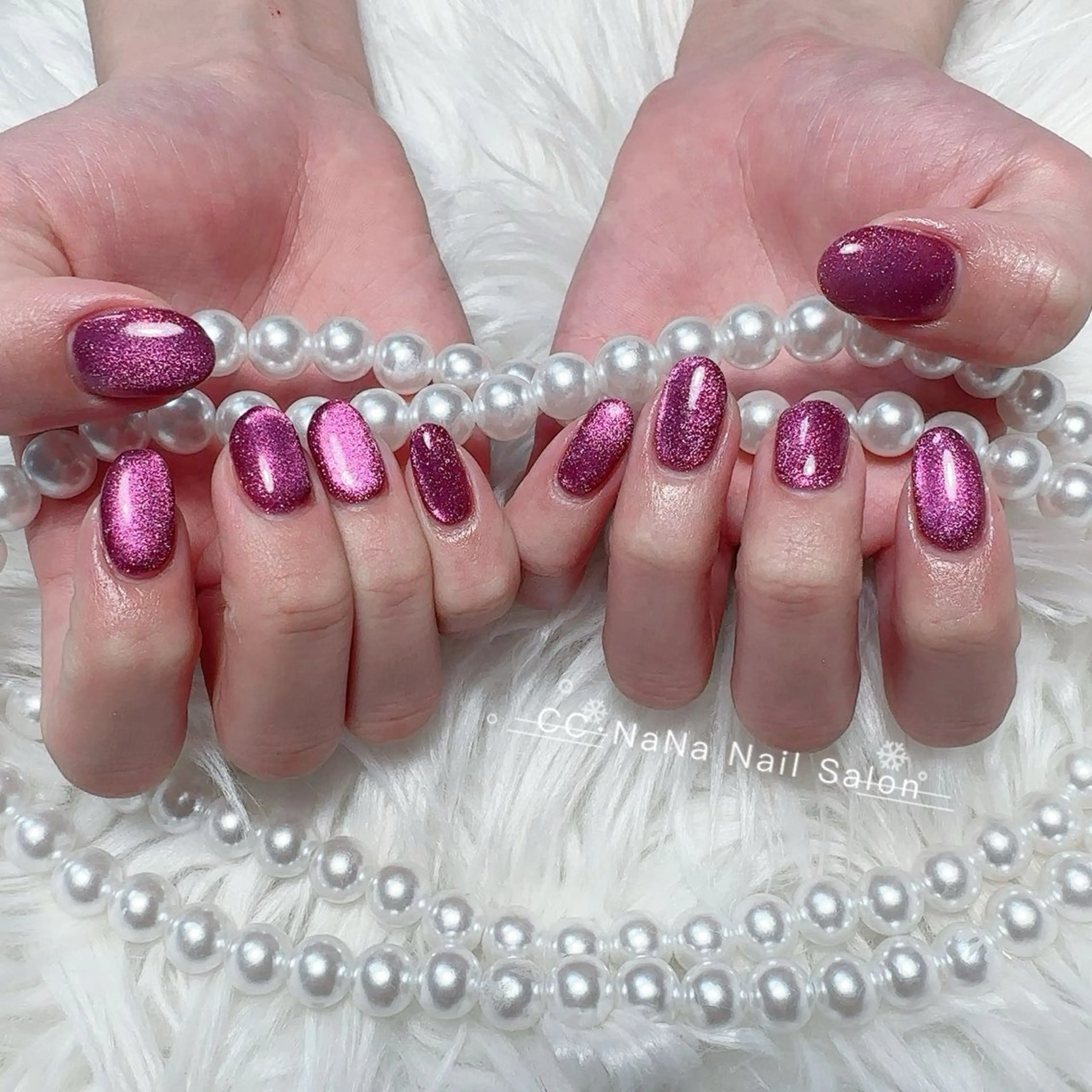 ネイル チークネイル フラッシュネイル ハート キラキラネイル 韓国ネイル ハンドネイル 💎CC・NaNa 韓国風ネイル🌙Cのネイルデザイン