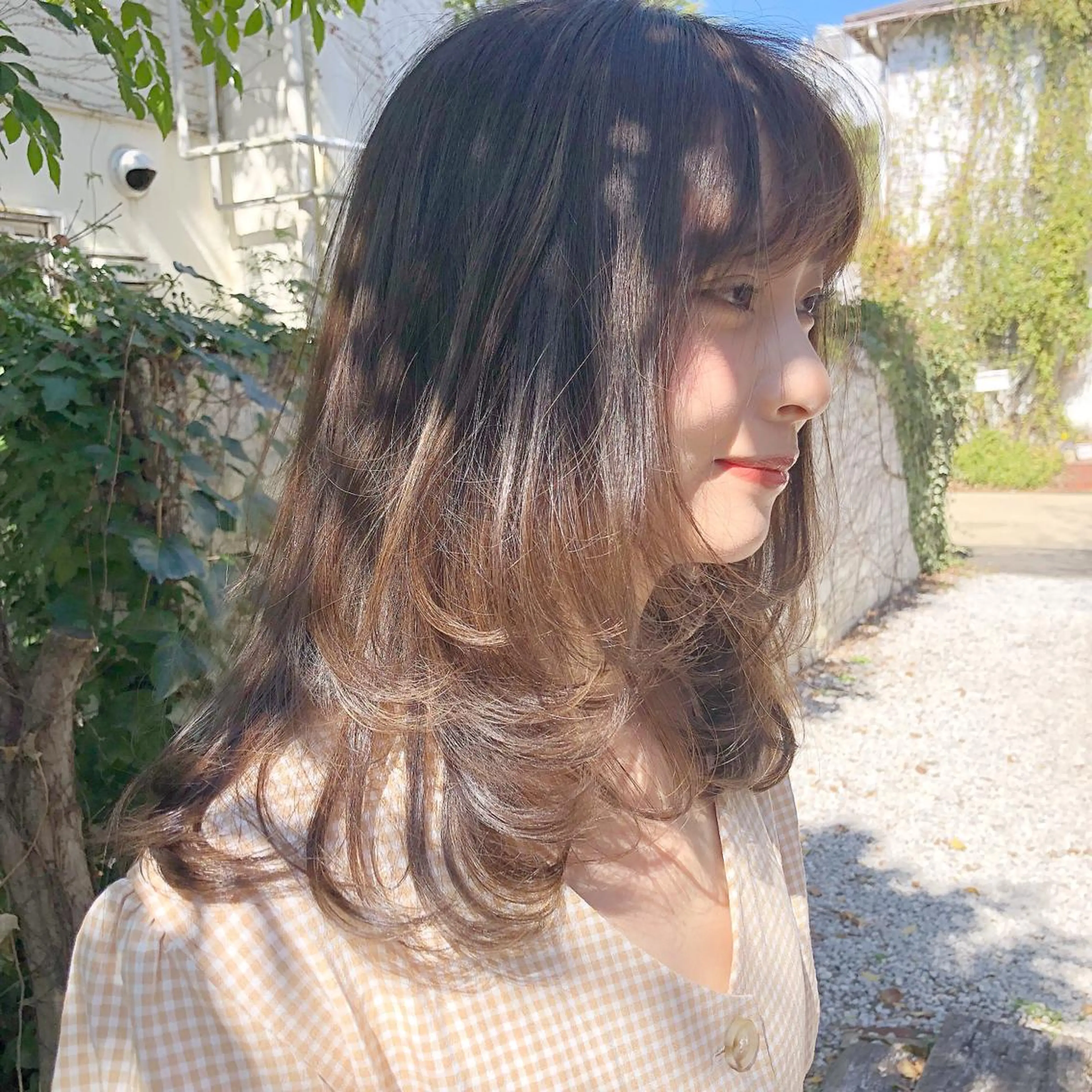 ロング カラー ヘアアレンジ 顔周りカット レイヤーカット 榎園 由美のヘアスタイル