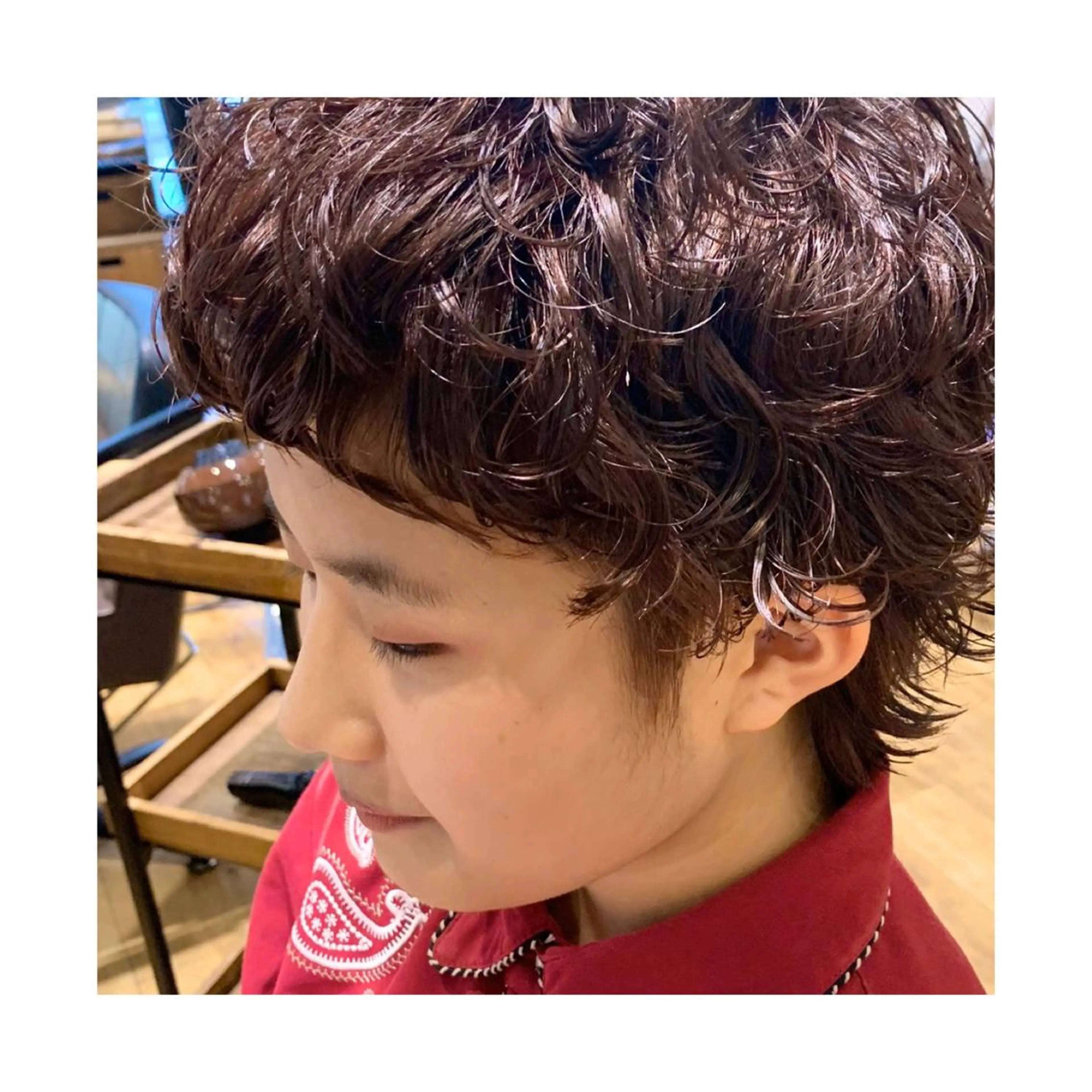 ショート カラー パーマ レッドカラー 竹内 康浩のヘアスタイル