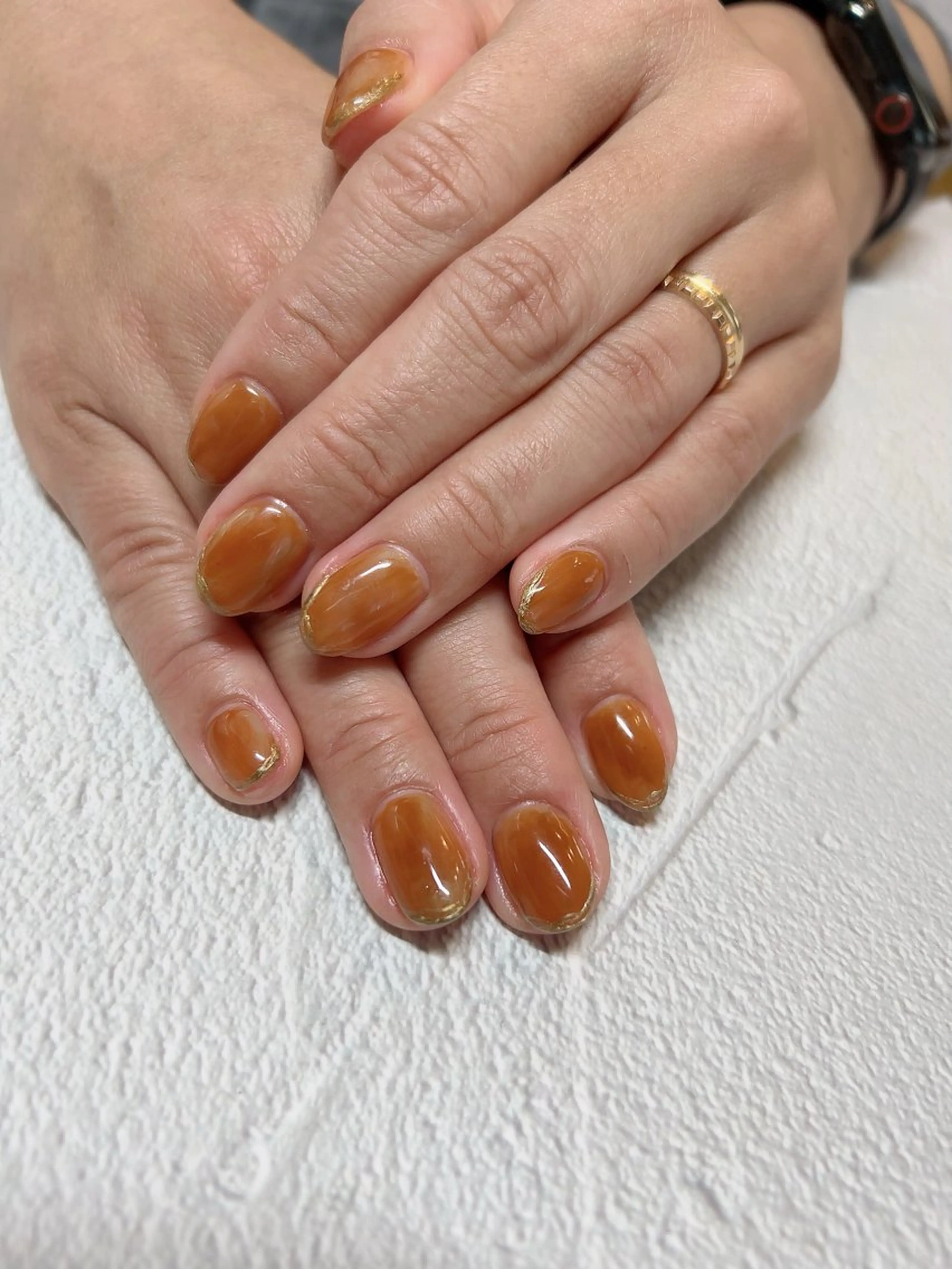 ネイル ブラウン グリーン ニュアンスネイル オーダーメイド専門 takamiのネイルデザイン