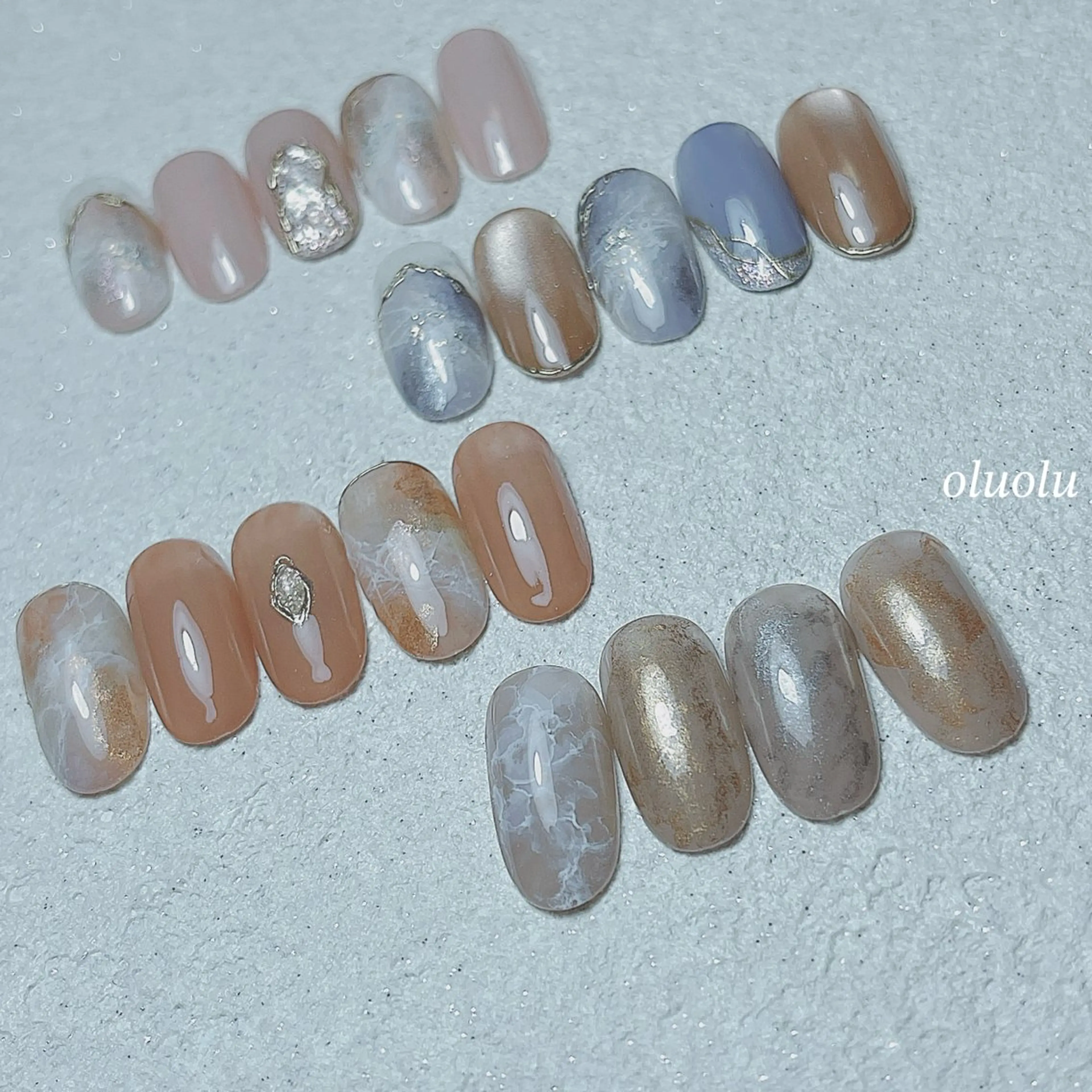 ネイル アートネイル フットネイル 大理石ネイル(マーブル) ニュアンスネイル ハンドネイル 大村 紬華のネイルデザイン