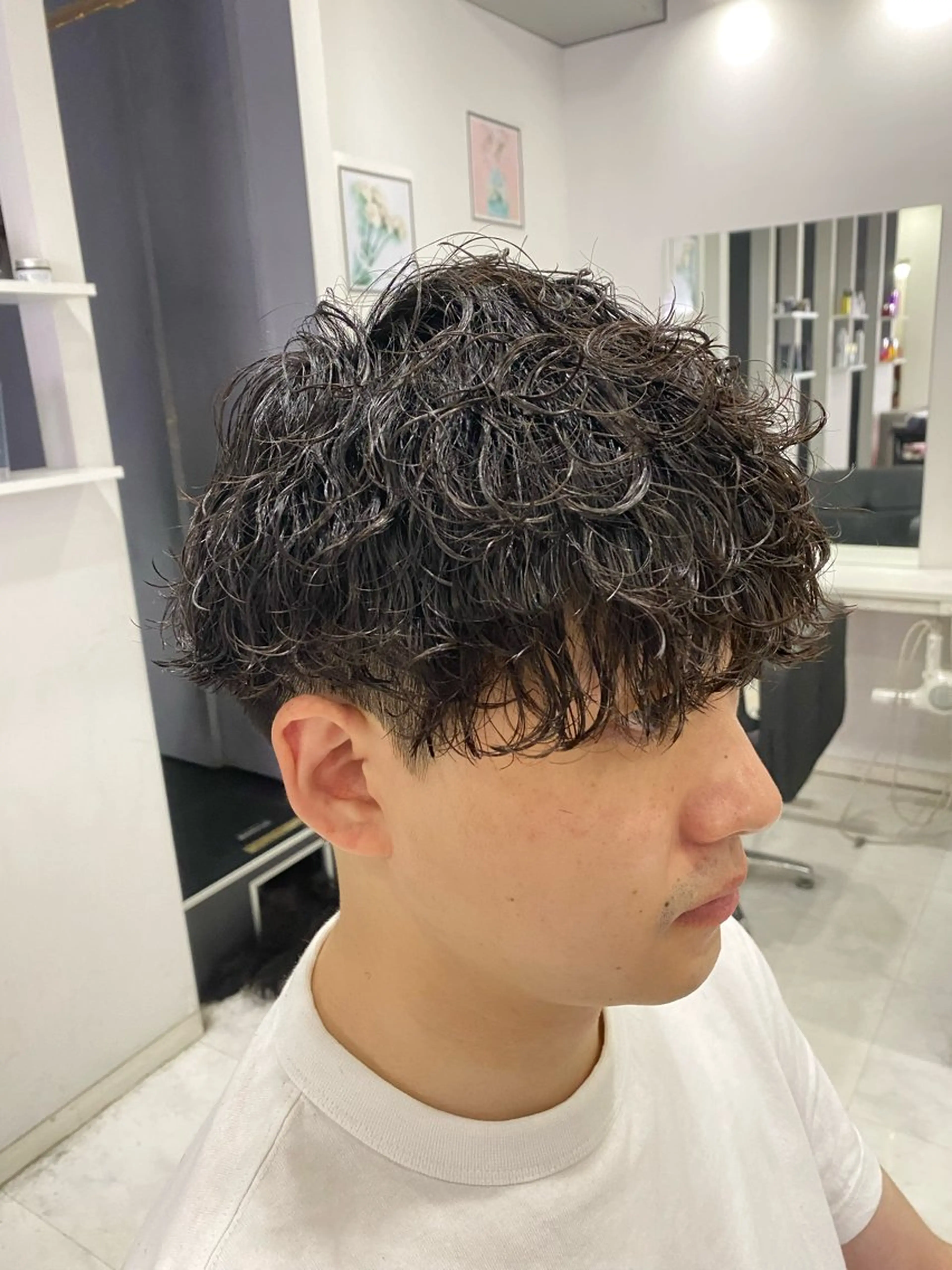 ミディアム パーマ メンズ カット パーマ 🟣メンズパーマ 川端 永遠🟣のヘアスタイル