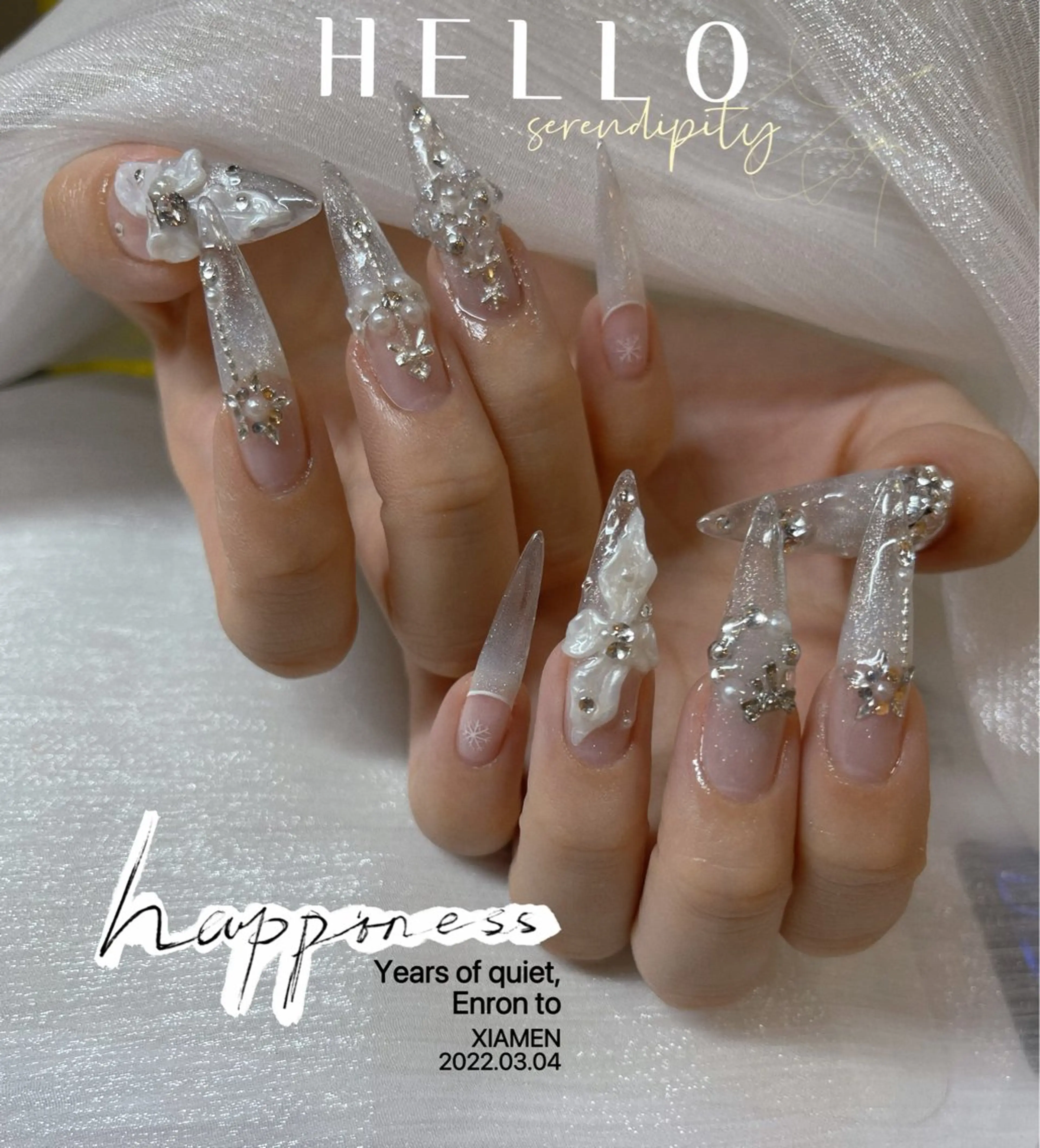 【スーパーロング長さ出し10本付き)『甘皮ケア、保湿オイル込み』　🉐アート・パーツ・ストーンやり放題（時間内）の写真