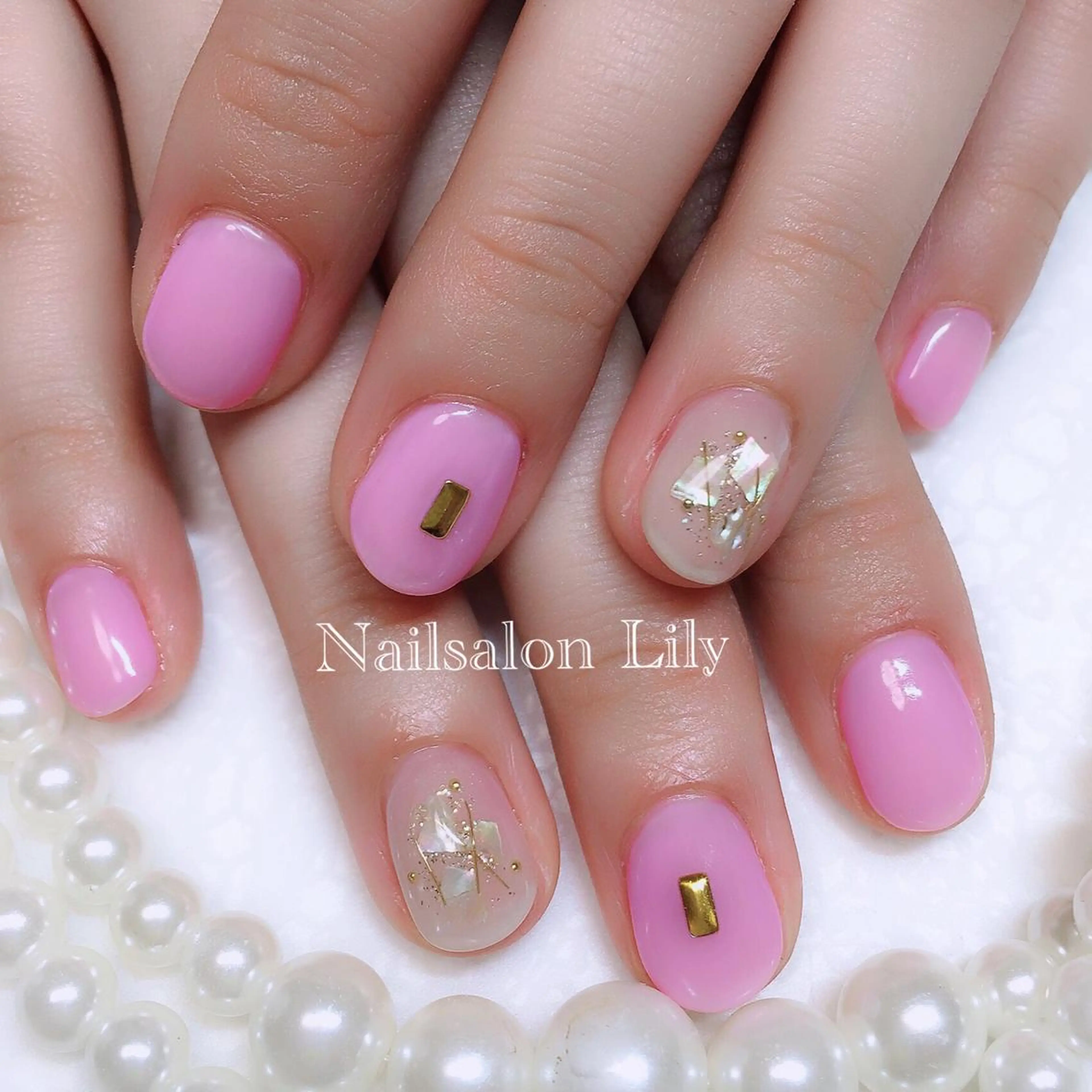 ネイル ピンク Lily*nail 🌻Mii🌻のネイルデザイン
