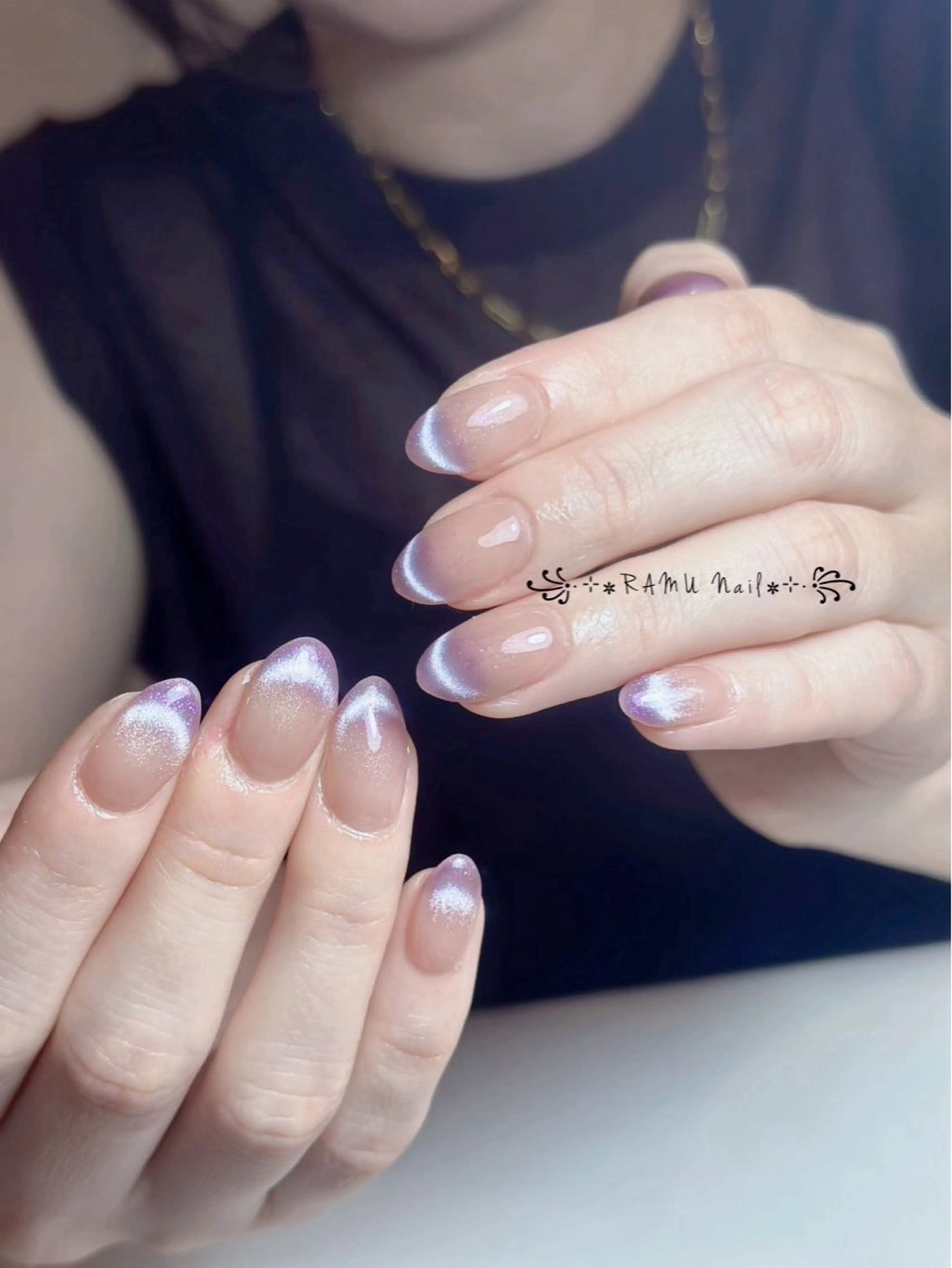 ネイル キラキラネイル マグネットネイル ミラーネイル ピンク 夏ネイル ハンドネイル RAMU Nail 恵比寿店のネイルデザイン