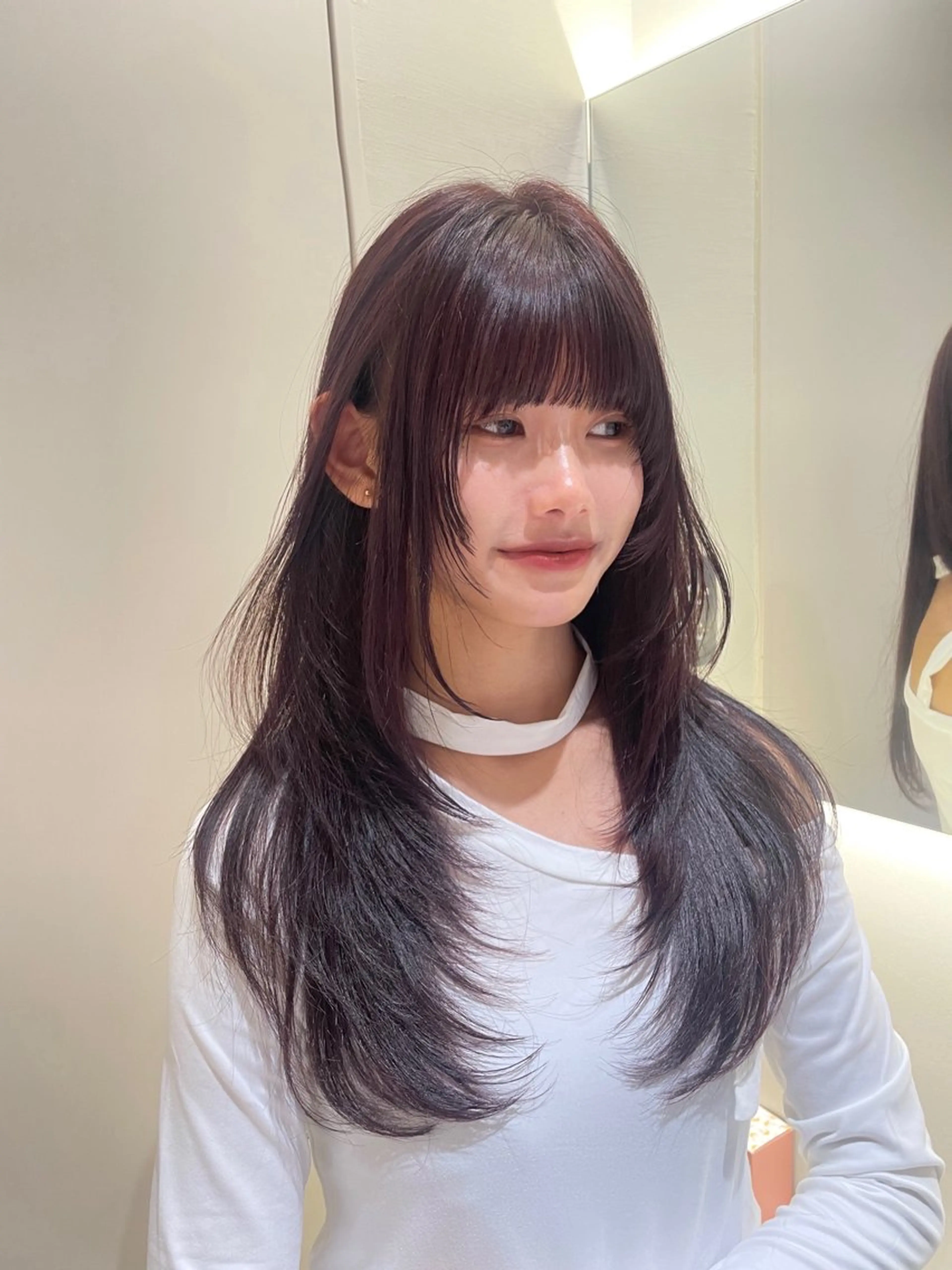 ロング カラー ヘアアレンジ レッドカラー 韓国ヘア/レイヤー Londエレンのヘアスタイル