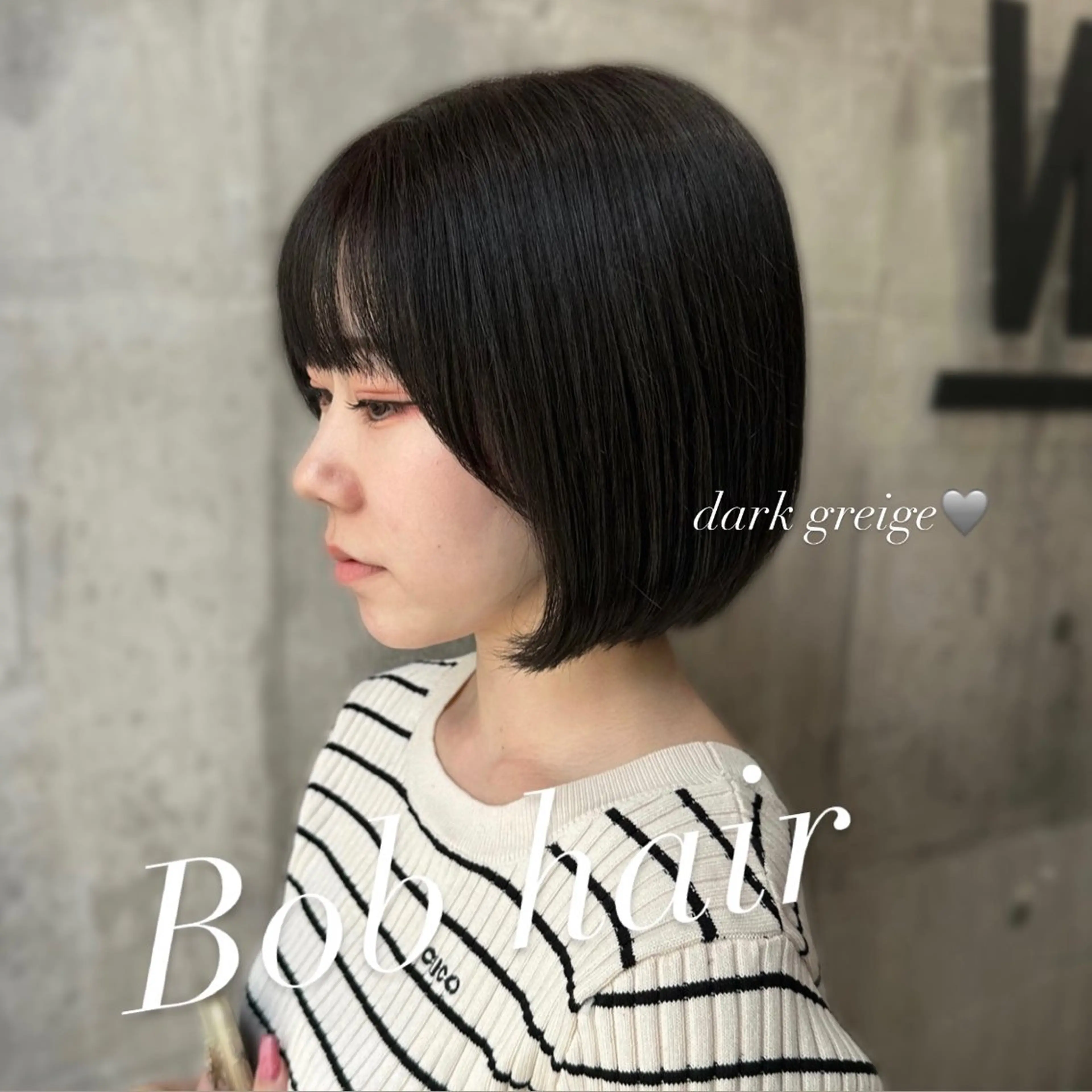 ショート カラー ダークグレー ダークグレージュ グレージュ ボブ 韓国𝐻𝑎𝑖𝑟 🇰🇷🖤ハラのヘアスタイル
