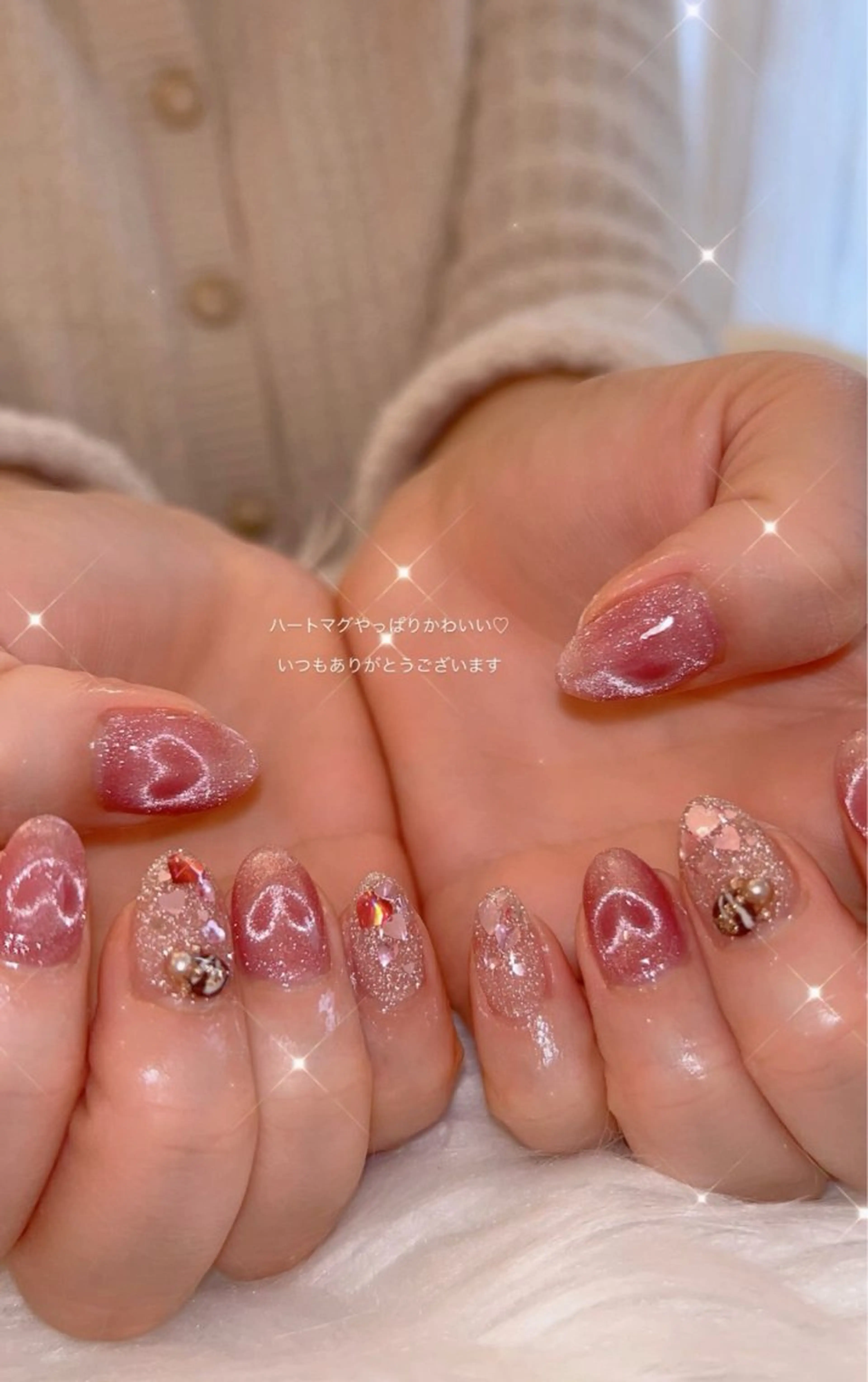 ネイル アートネイル 持ち込み バレンタイン ハンドネイル アイラブミーネイル MAMI指名のネイルデザイン