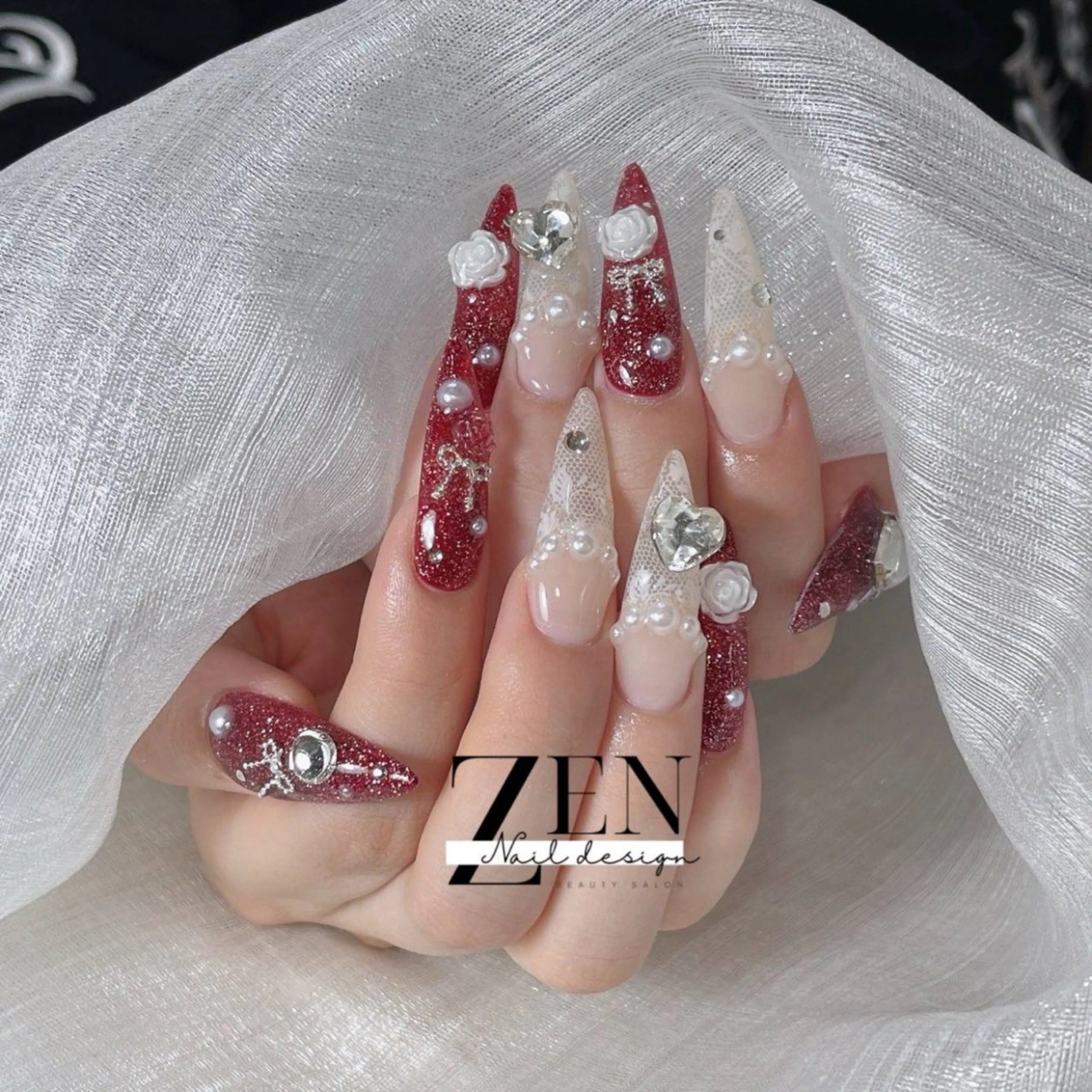 ネイル チークネイル 長さ出し フレンチネイル 韓国ネイル マグネットネイル ハンドネイル Zen Nail Design 池袋のネイルデザイン