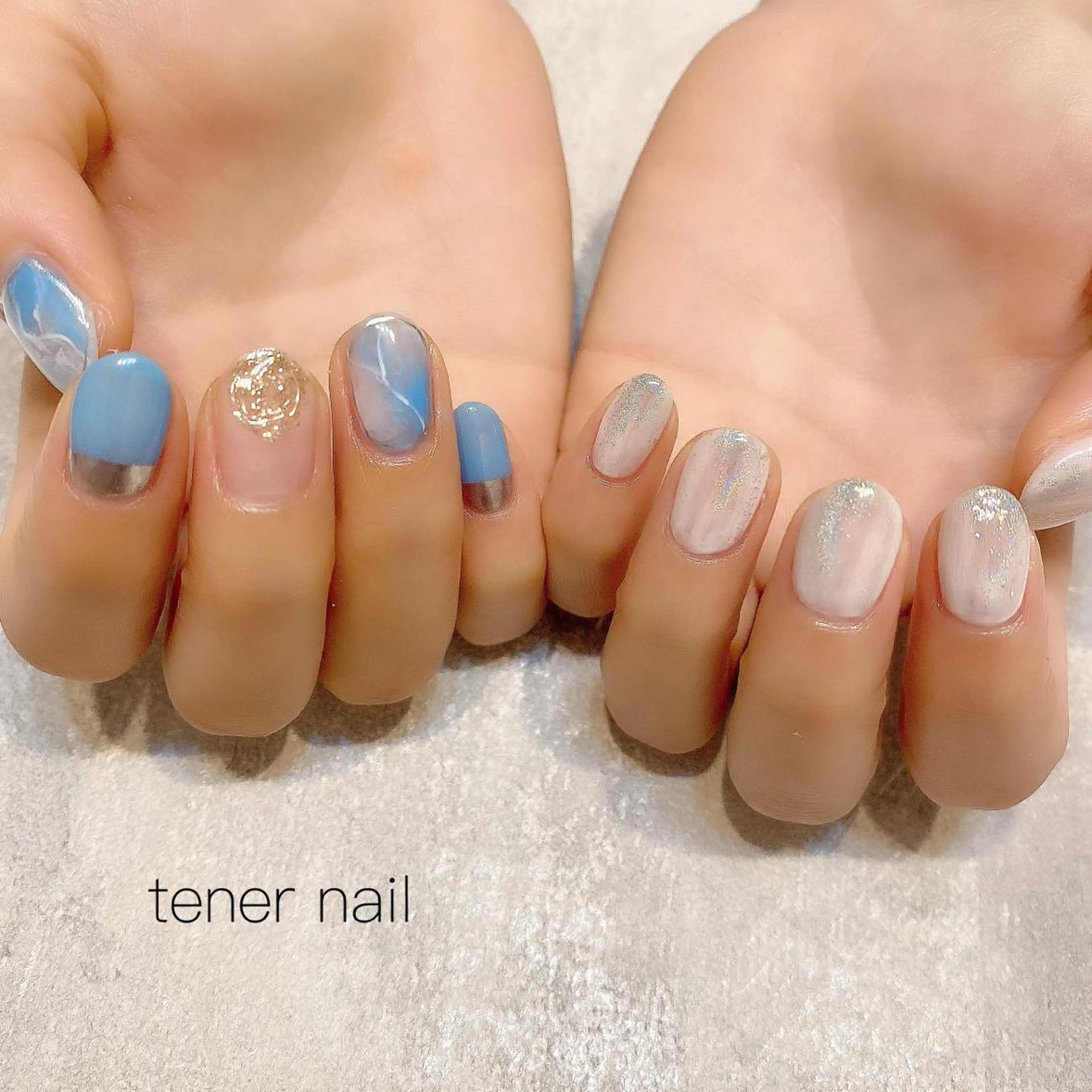 ネイル 水色 ニュアンスネイル テネルネイル tener nailのネイルデザイン
