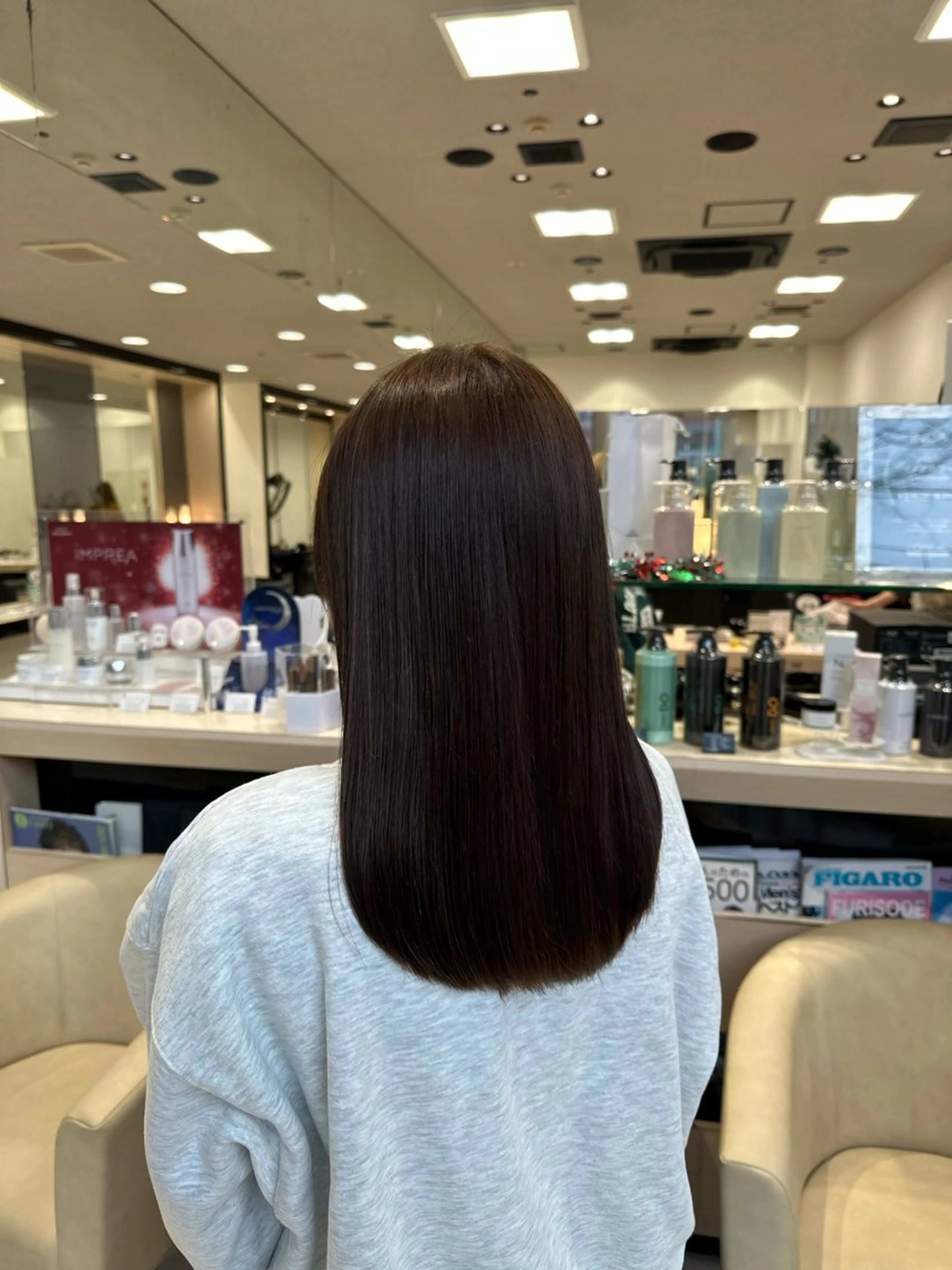 セミロング カラー グレージュ クロスパーマ/うる艶 カラー/Kurumiのヘアスタイル