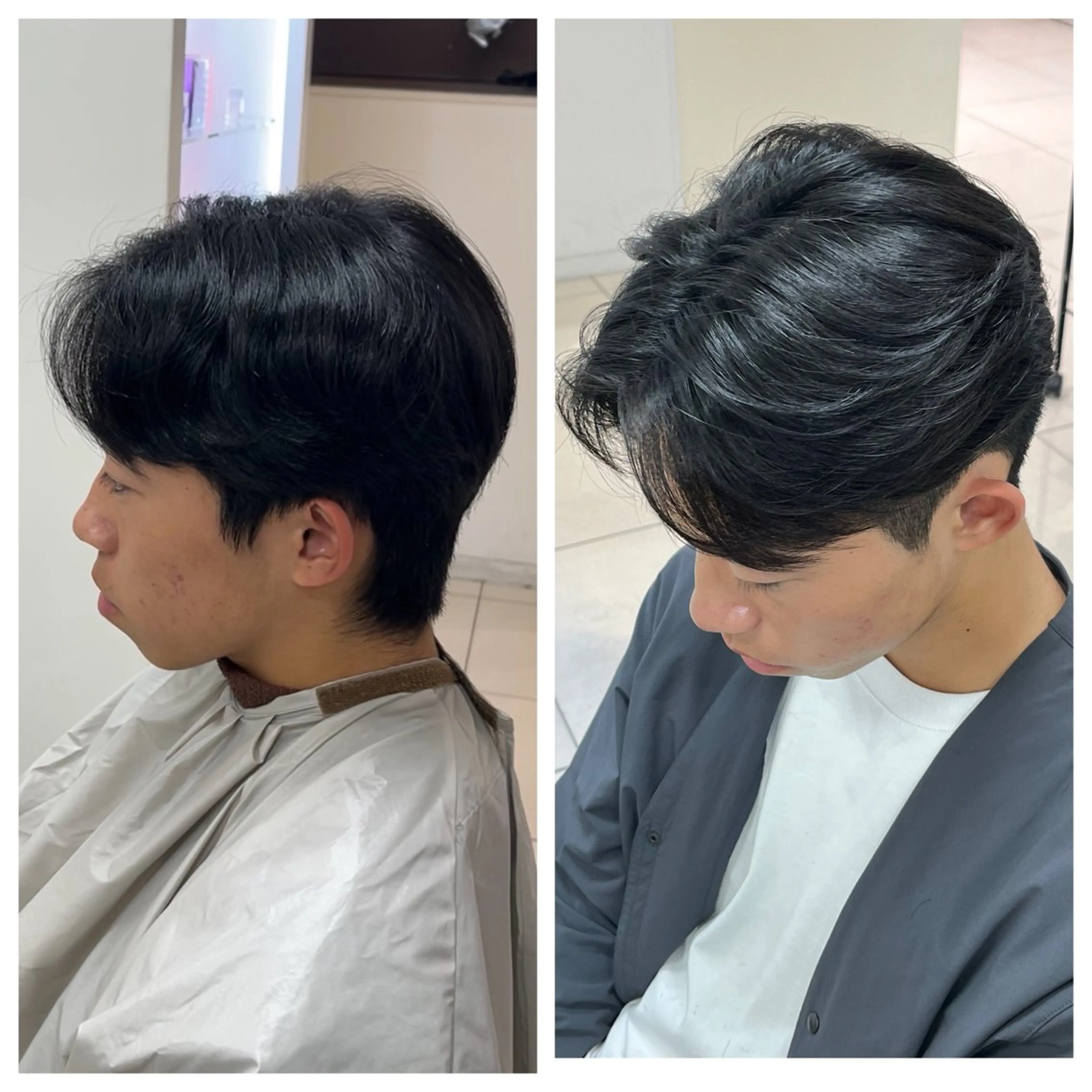 ショート カラー パーマ メンズ 【シャドウパーマ センターパート】義心のヘアスタイル