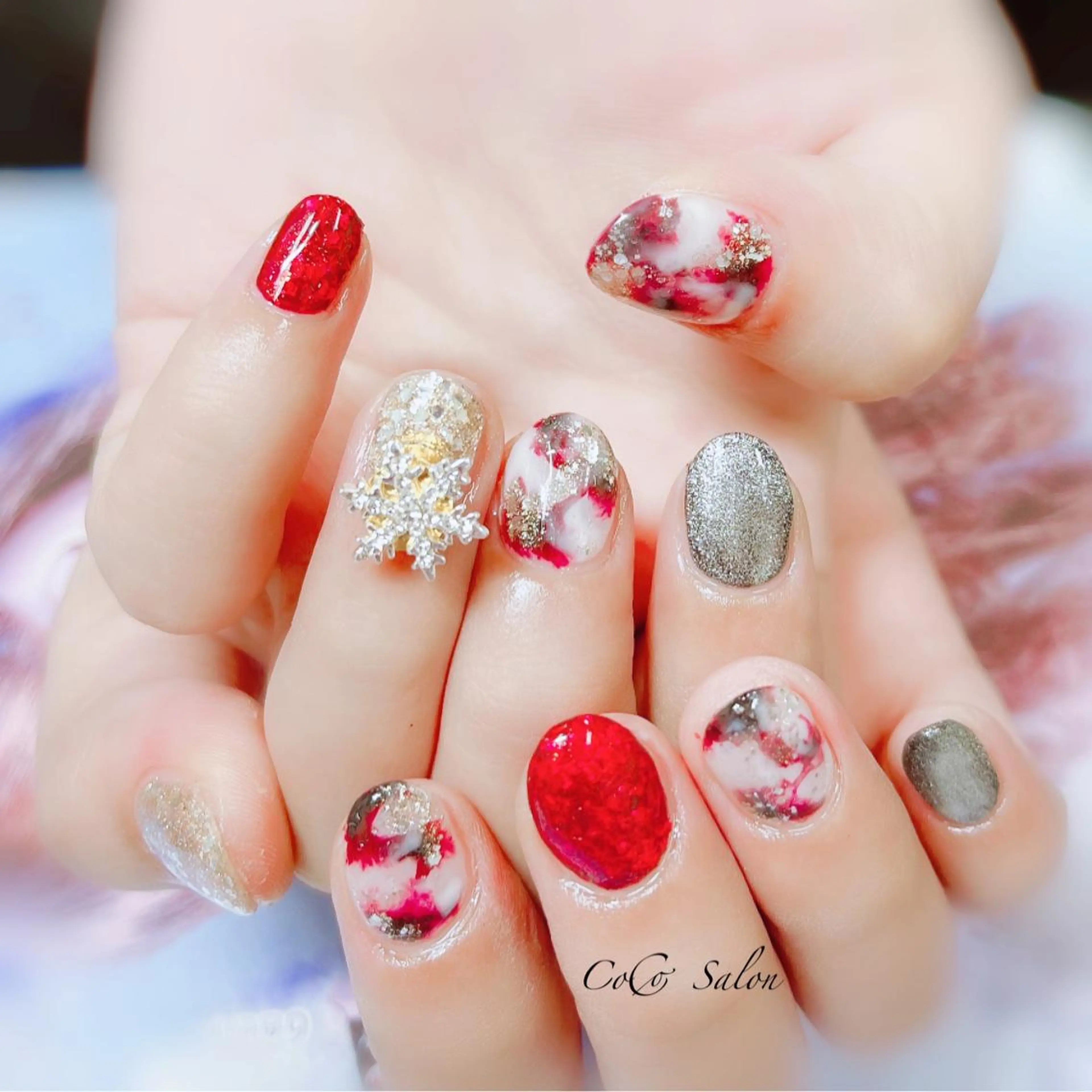 ネイル 長さ出し ジェルネイル ホログラムネイル マグネットネイル ニュアンスネイル CoCoSalon ネイル/まつ毛予約のネイルデザイン