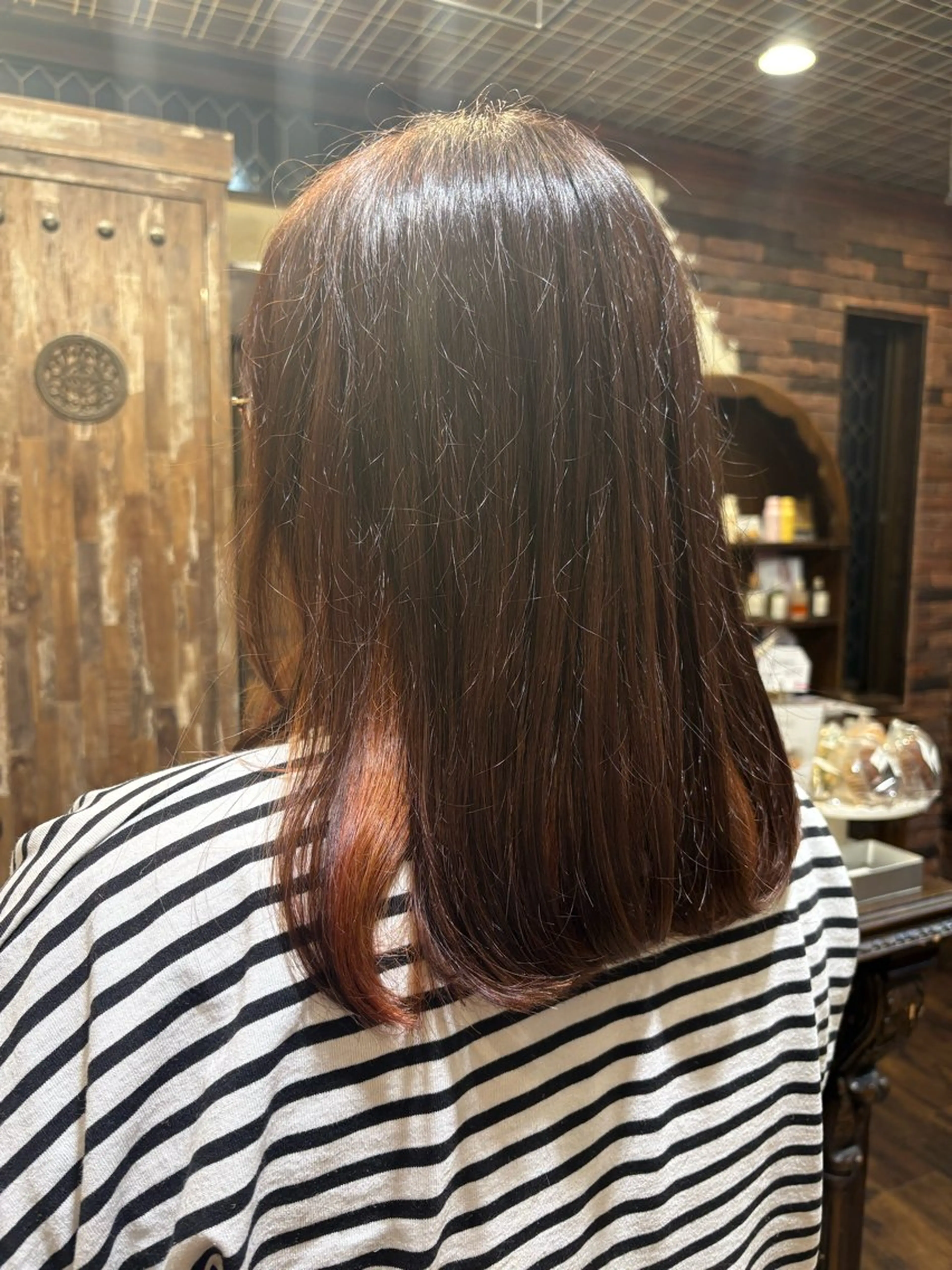 ミディアム カラー オレンジ オレンジピンク ピンクカラー カット ヘアカラー トリートメント 君塚幸奈 /Calbariのヘアスタイル