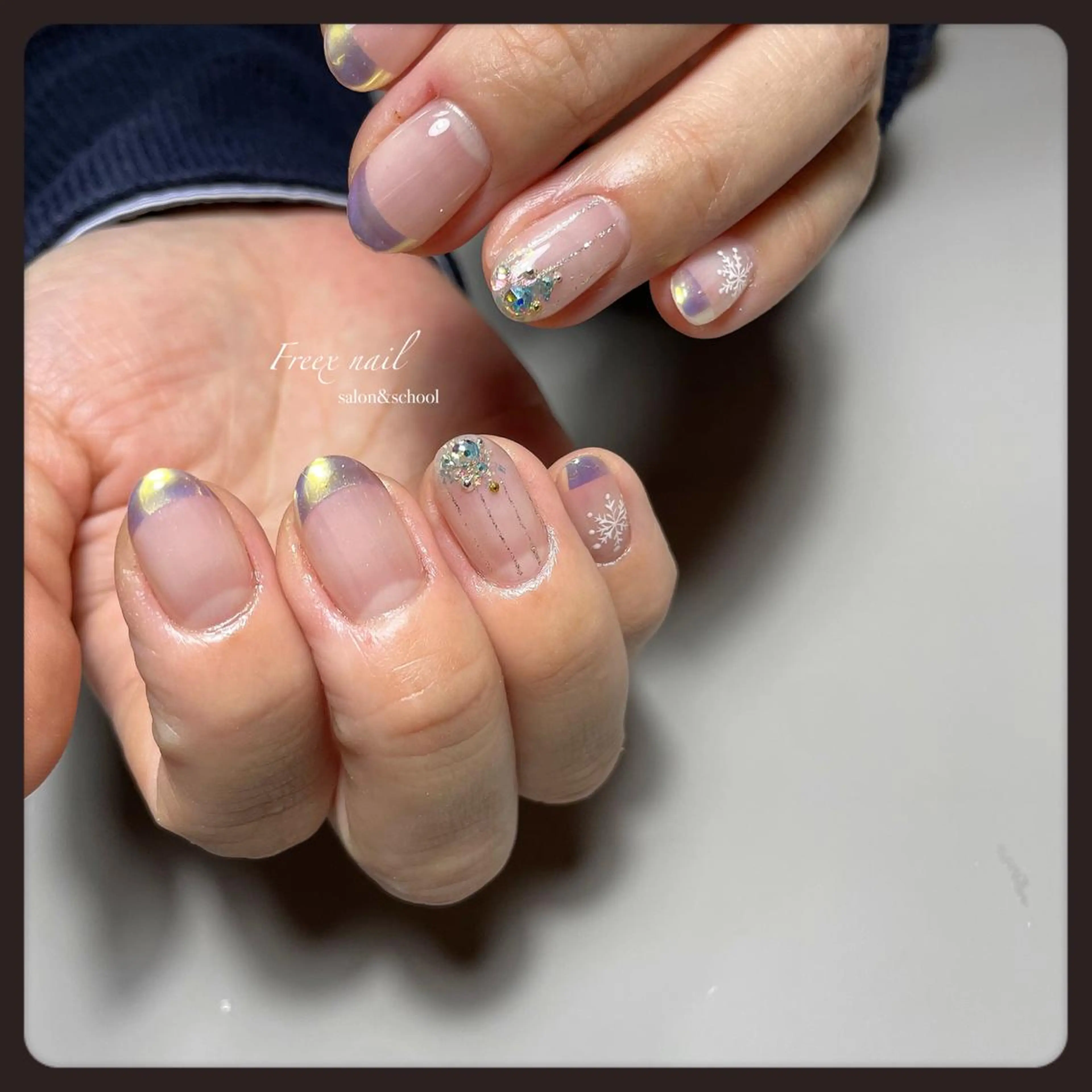 ネイル オーロラネイル フレンチネイル ハンドネイル ハンドケア freex nail /ニュアンス/個性派のネイルデザイン
