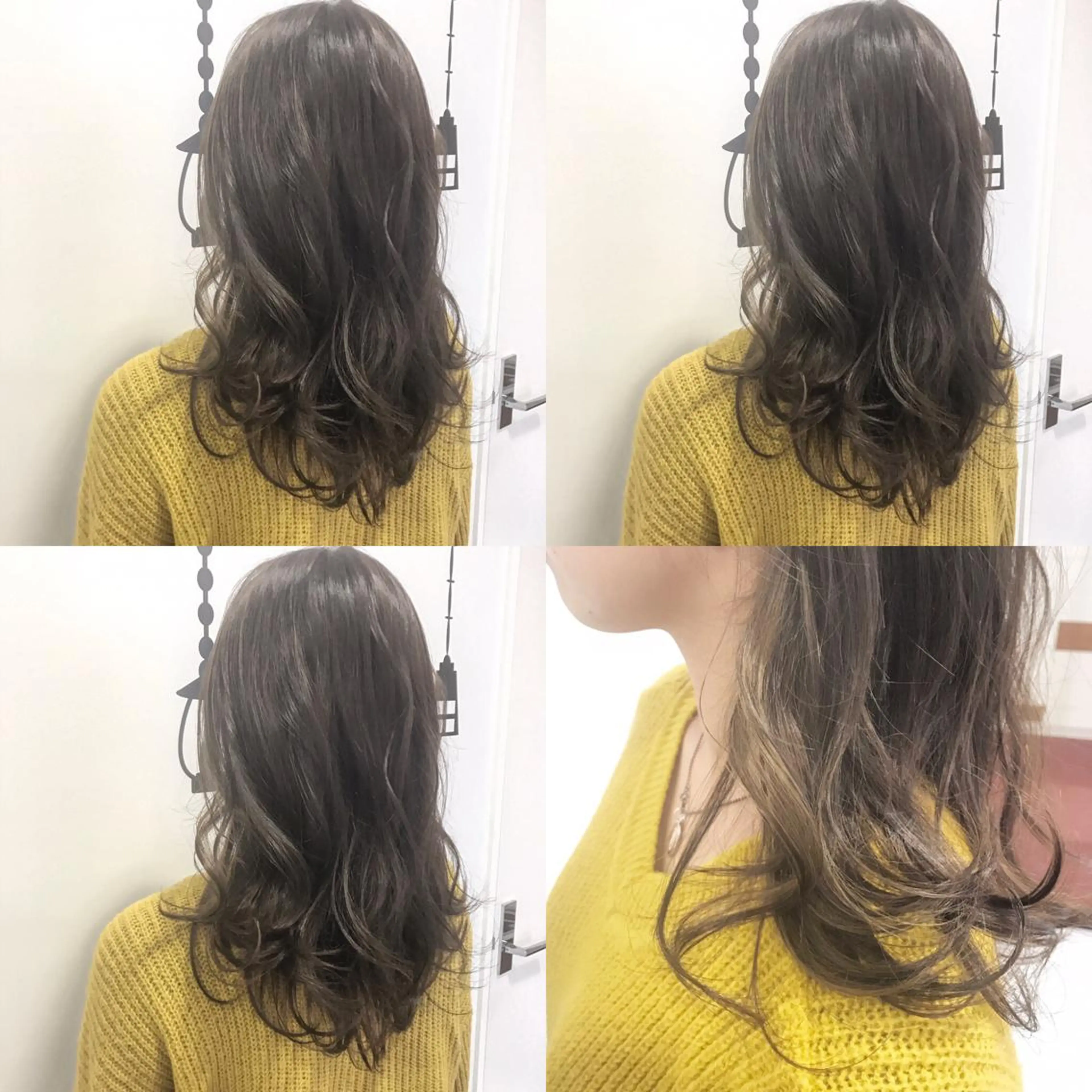 セミロング カラー 黒髪 ハイライトカラー ハイライト 青木 香怜のマツエク・マツパデザイン