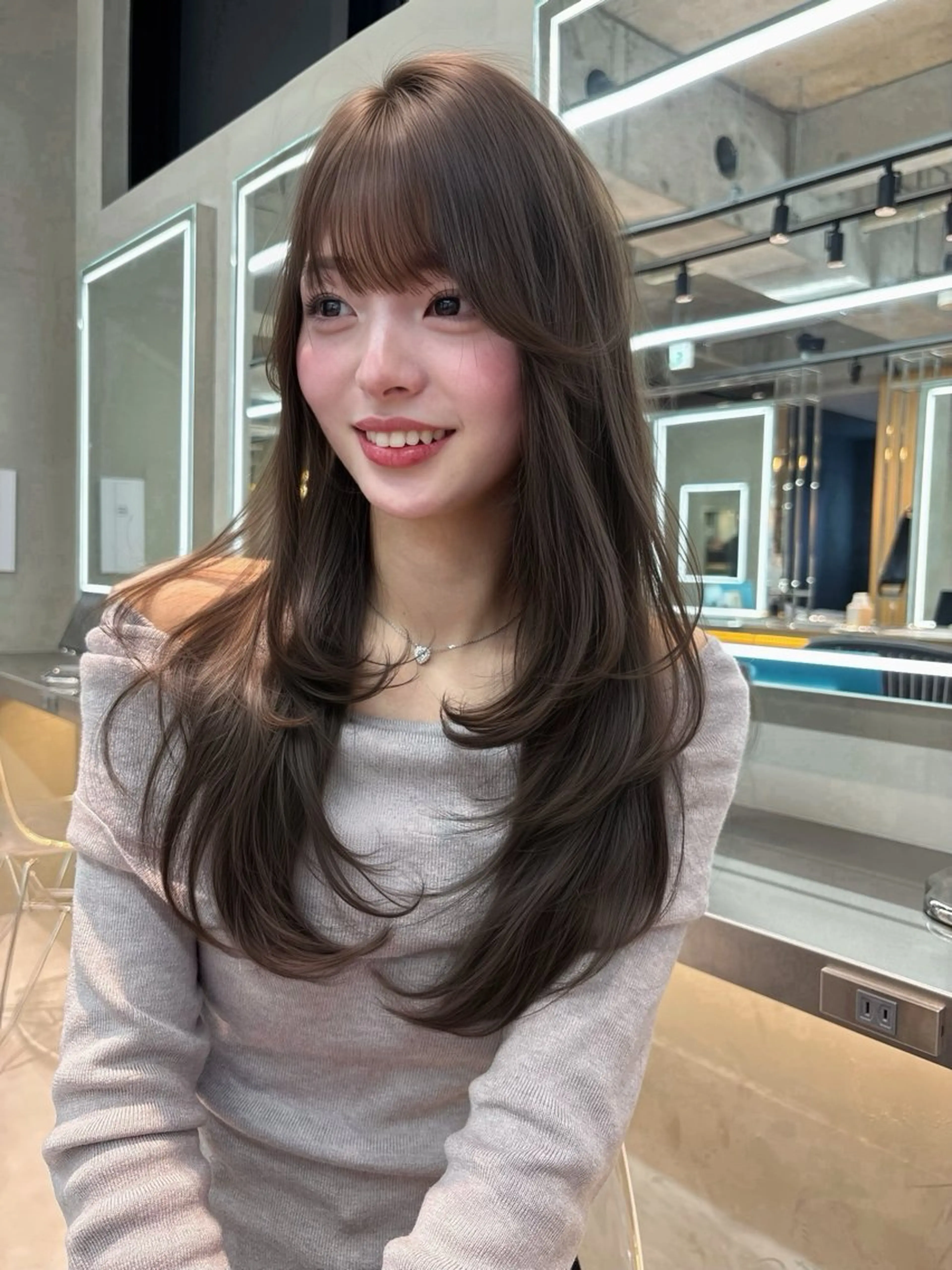 ミディアム カラー ヘアアレンジ ベージュカラー ブリーチ 透明感カラー ブリーチなしカラー 髪質改善 【博多髪質改善】 吉村　清志のヘアスタイル