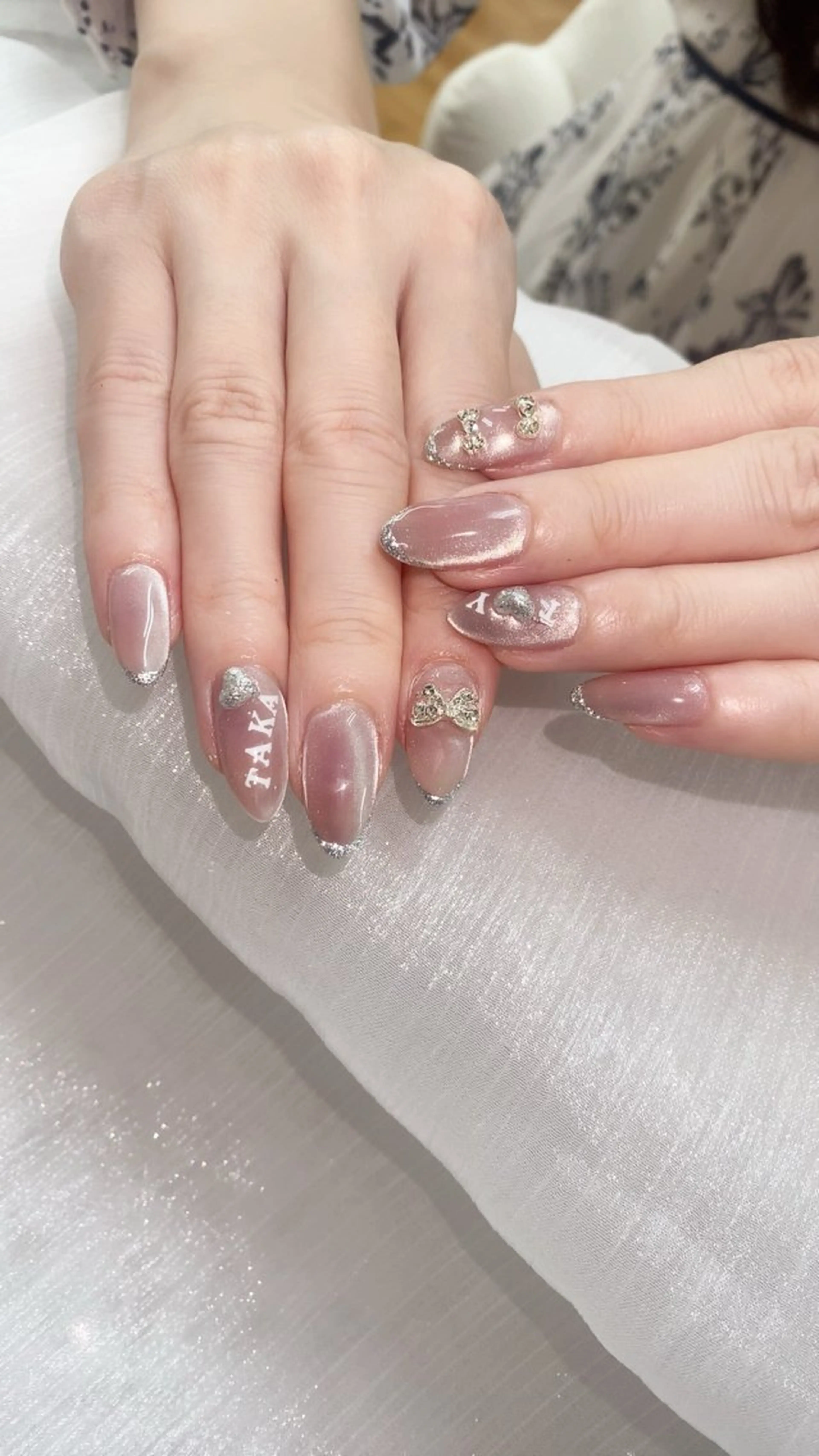 ネイル フットネイル フレンチネイル グラデーション 韓国ネイル ラメ(グリッター) Rei _Nailのネイルデザイン