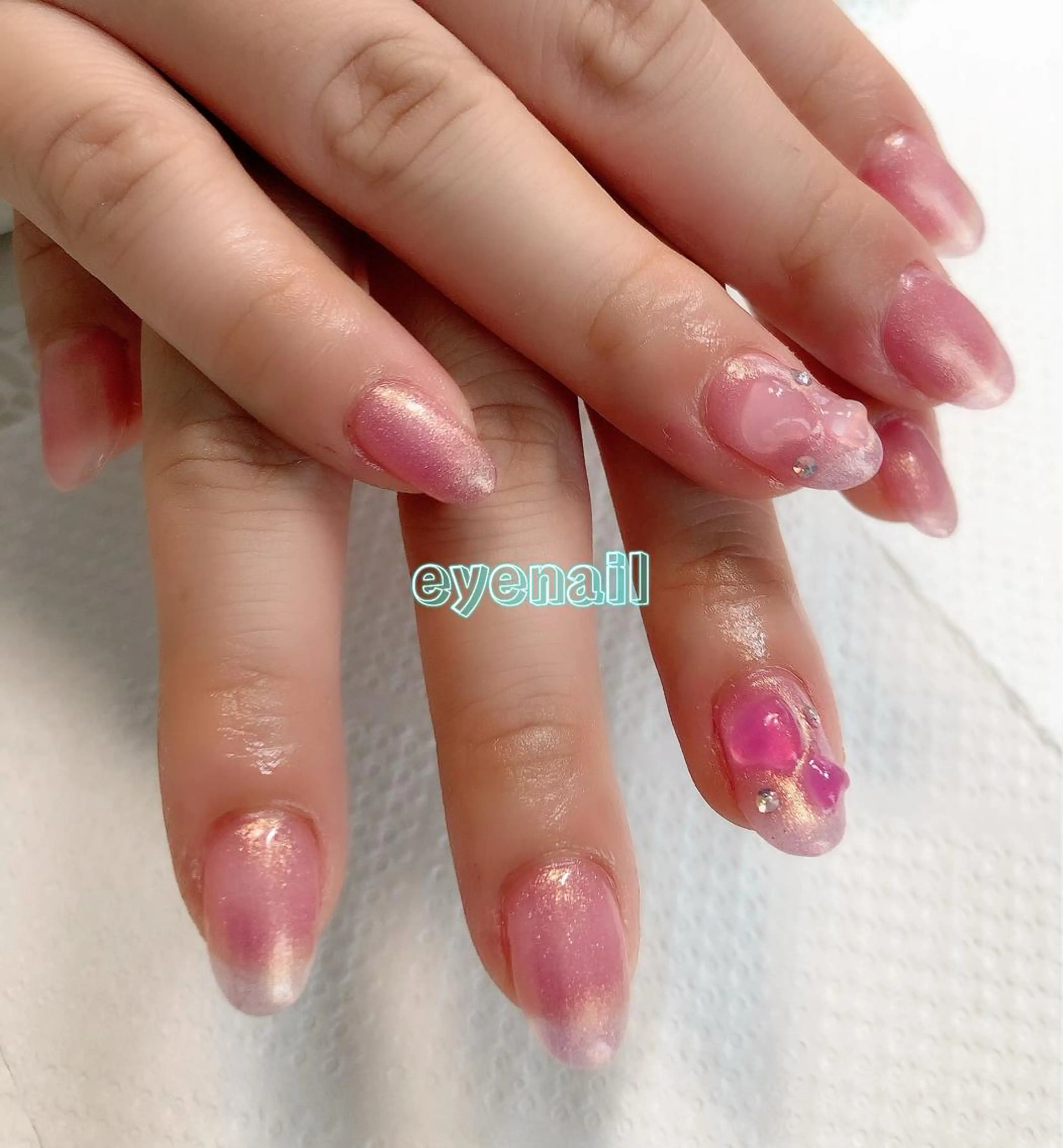ネイル クリアネイル ピンク UVネイル ハンドネイル Eye nailのネイルデザイン