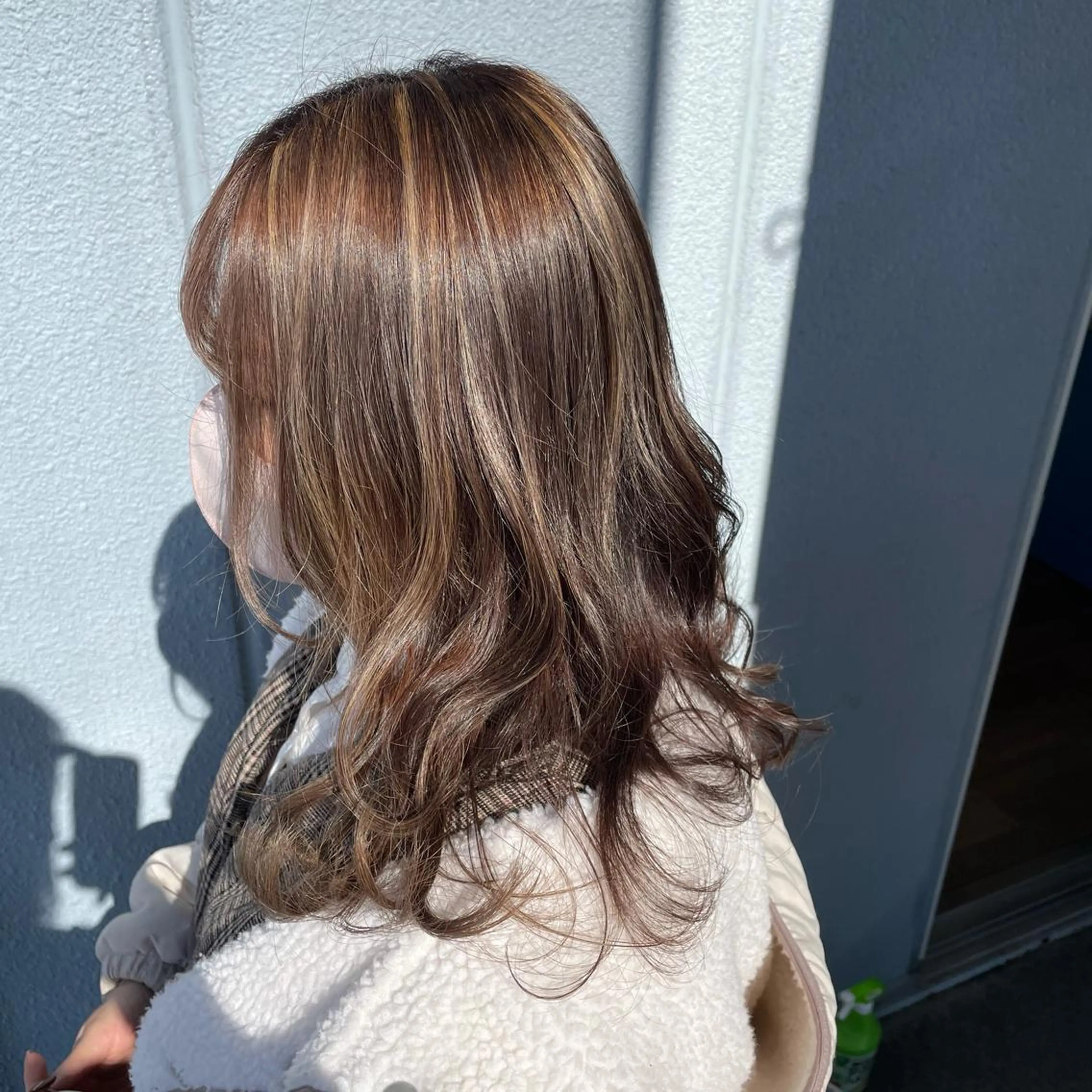 セミロング カラー ヘアアレンジ ハイライトカラー 外国人風カラー ハイライト なつき/艶ピンク/ girly hairのヘアスタイル